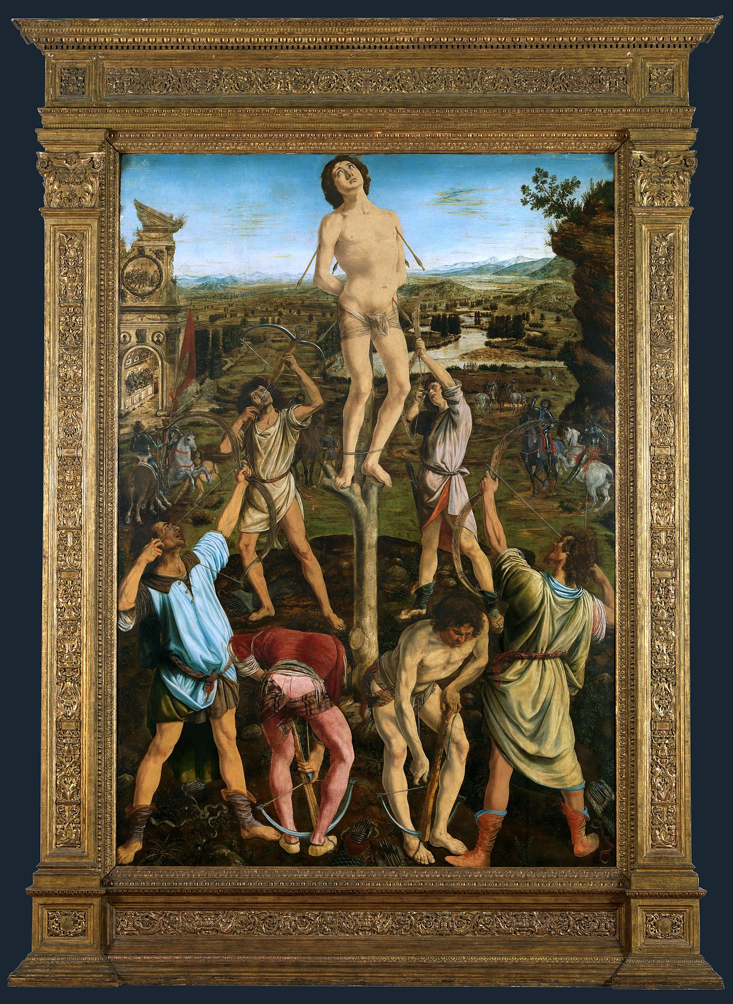 شهادت سباستین مقدس by Antonio and Piero del Pollaiolo - پس از سال ۱۴۷۵ میلادی - ۲۹۱.۵ × ۲۰۲.۶ سانتی‌متر 