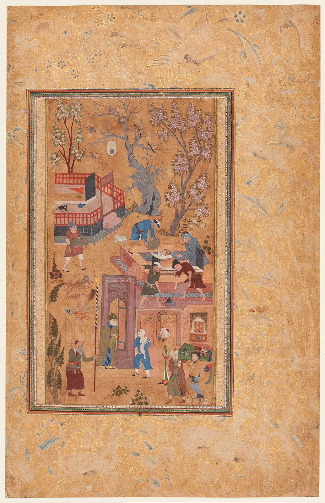 亡き父を追悼する息子 by Sahifa Banu (attributed) - 1620年頃 - 22.3 x 12.2 cm 