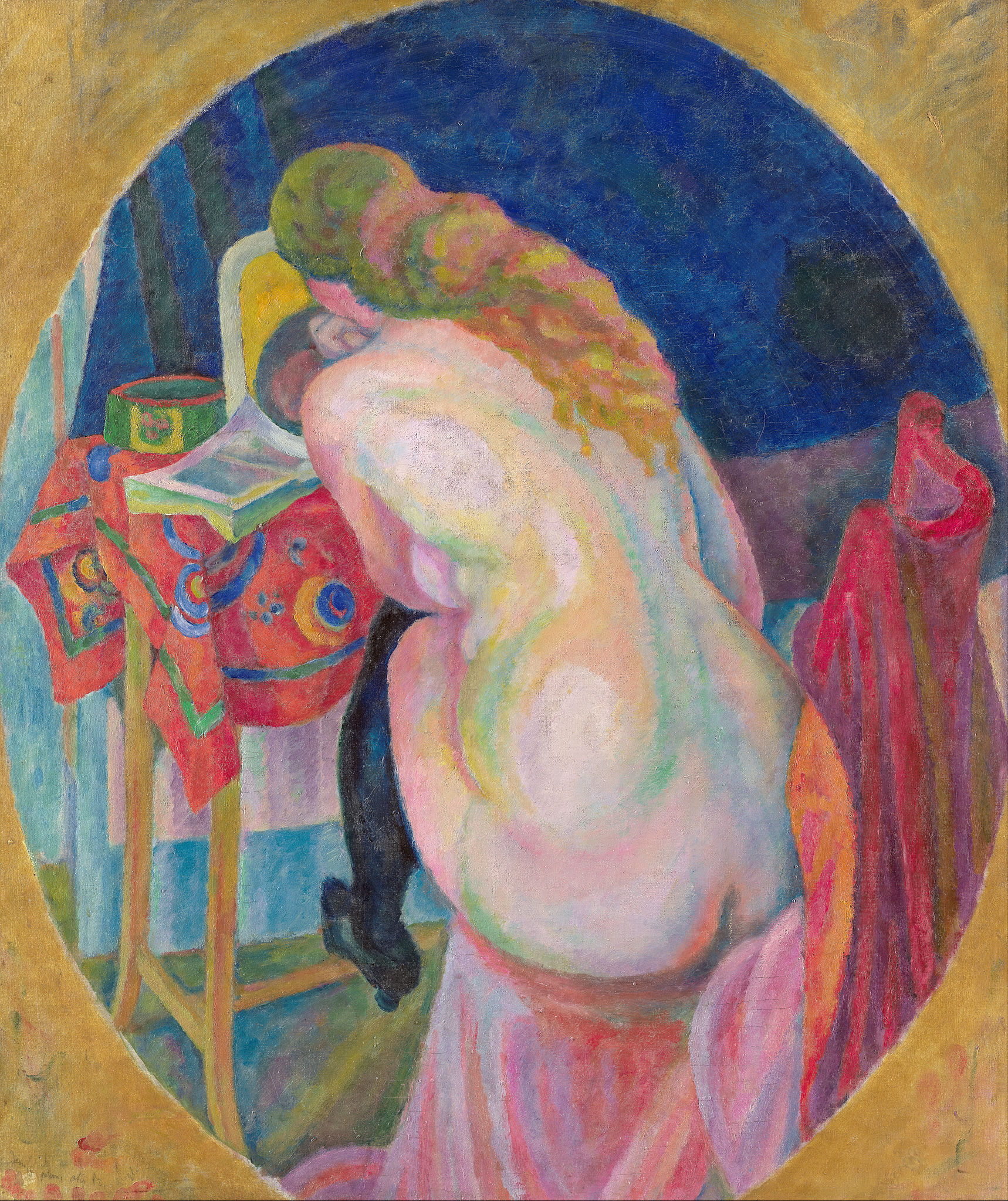 زن برهنه در حال مطالعه by Robert Delaunay - ۱۹۱۵ - ۸۶.۲ x ۷۲.۴ سانتی‌متر 