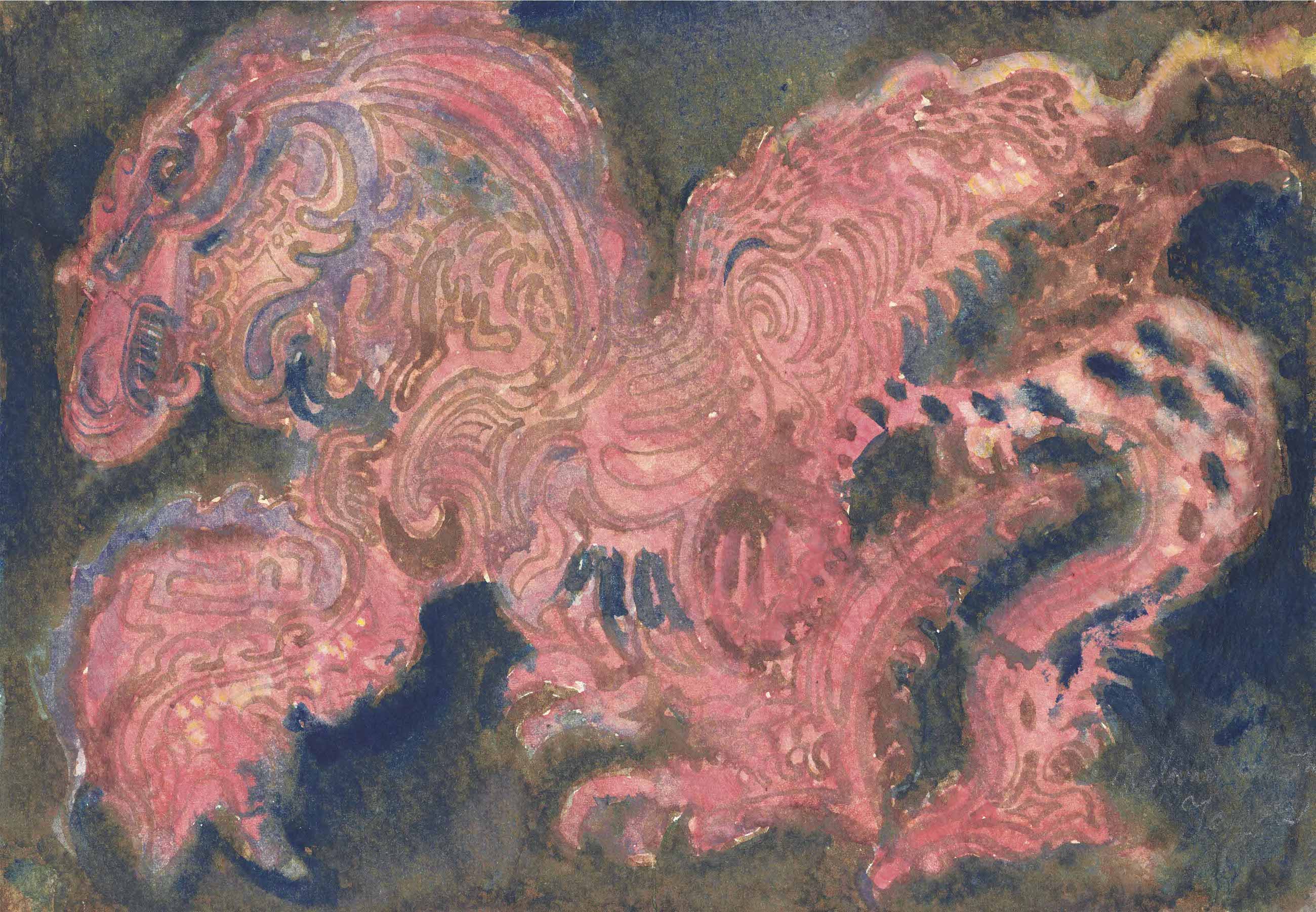 Untitled (Dragon) by Rabindranath Tagore - 1st half of 20th century - 20.7 x 29.5 cm private collection
