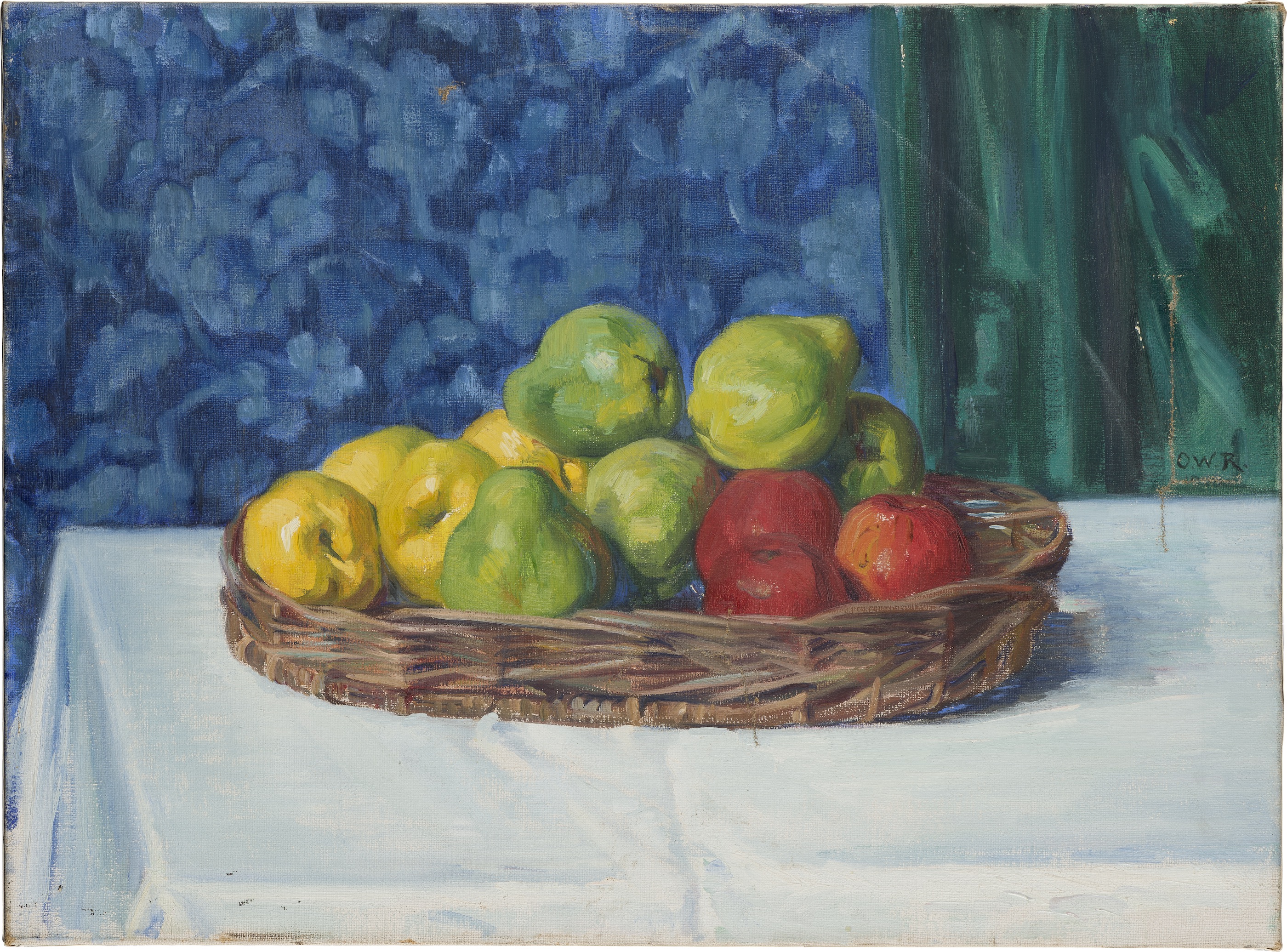 靜物：桌上放着水果的籃子 by Ottilie W. Roederstein - 1909 年 - 58.6 x 79 釐米 
