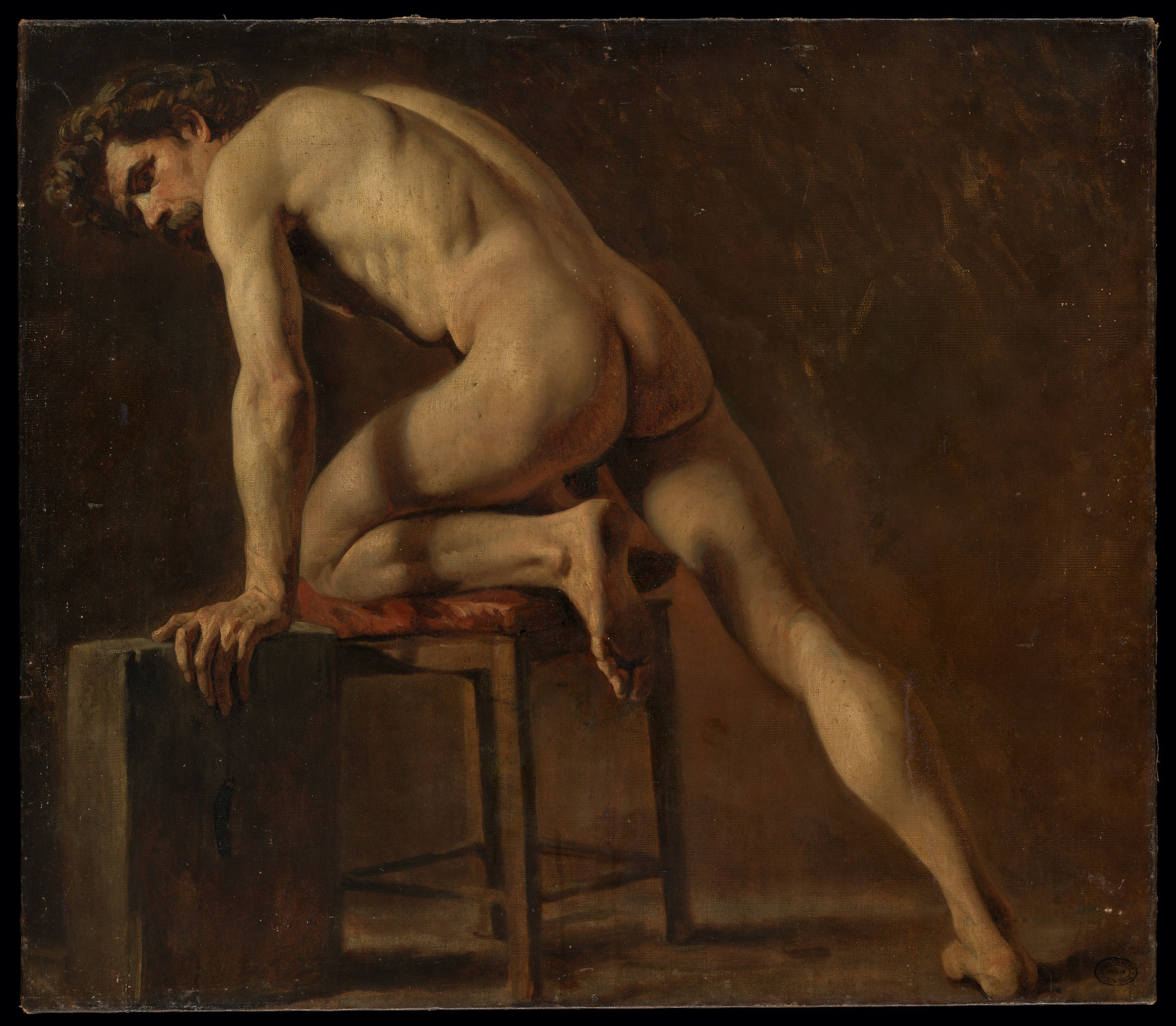 Этюд обнажённого мужчины (Study of a Nude Man) by Gustave Courbet - начало 1840-х гг - 73.7 × 84.1 см 