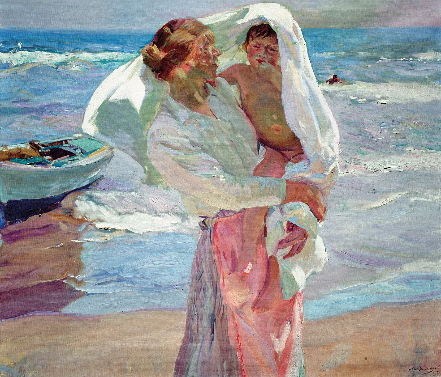 After Bathing by Joaquín Sorolla - 1915 - 130 x 150.5 cm Museo Sorolla