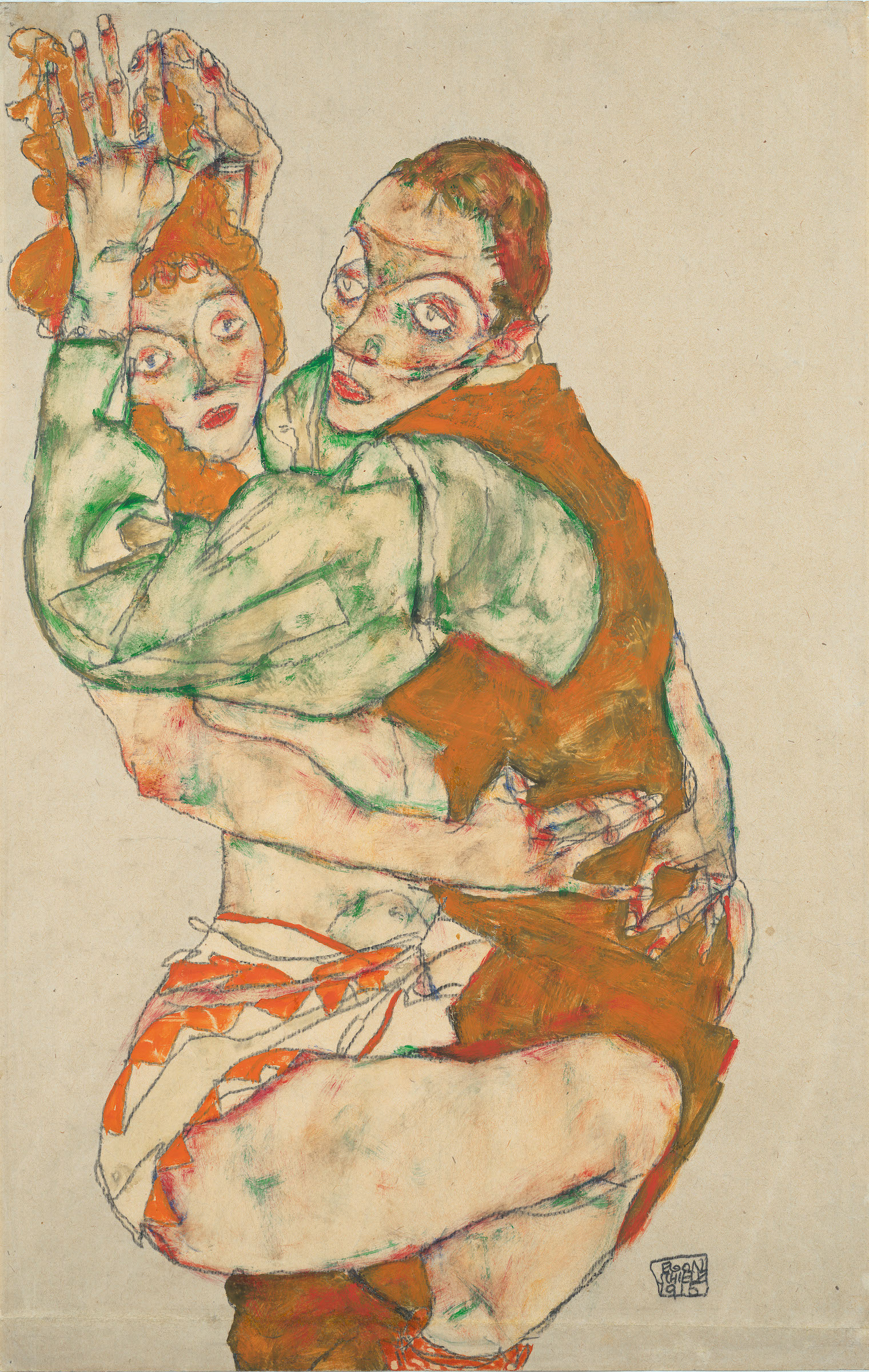 Vrijpartij by Egon Schiele - 1915 - 31,7 x 49,6 cm Leopold Museum