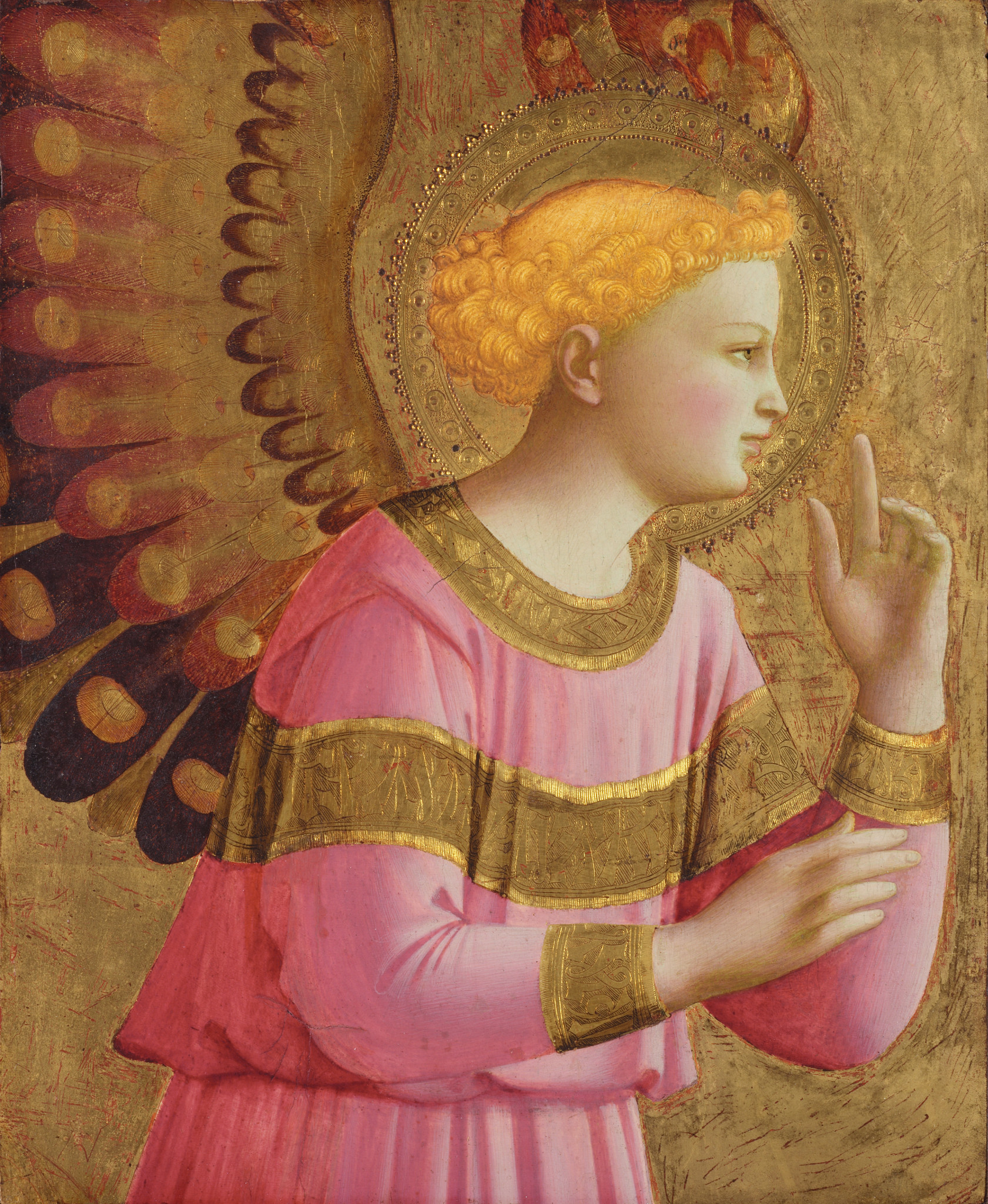 فرشته‌ی بشارت دهنده by Fra Angelico - ۱۴۵۰-۱۴۵۵ - ۳۳ × ۲۷ سانتی‌متر 