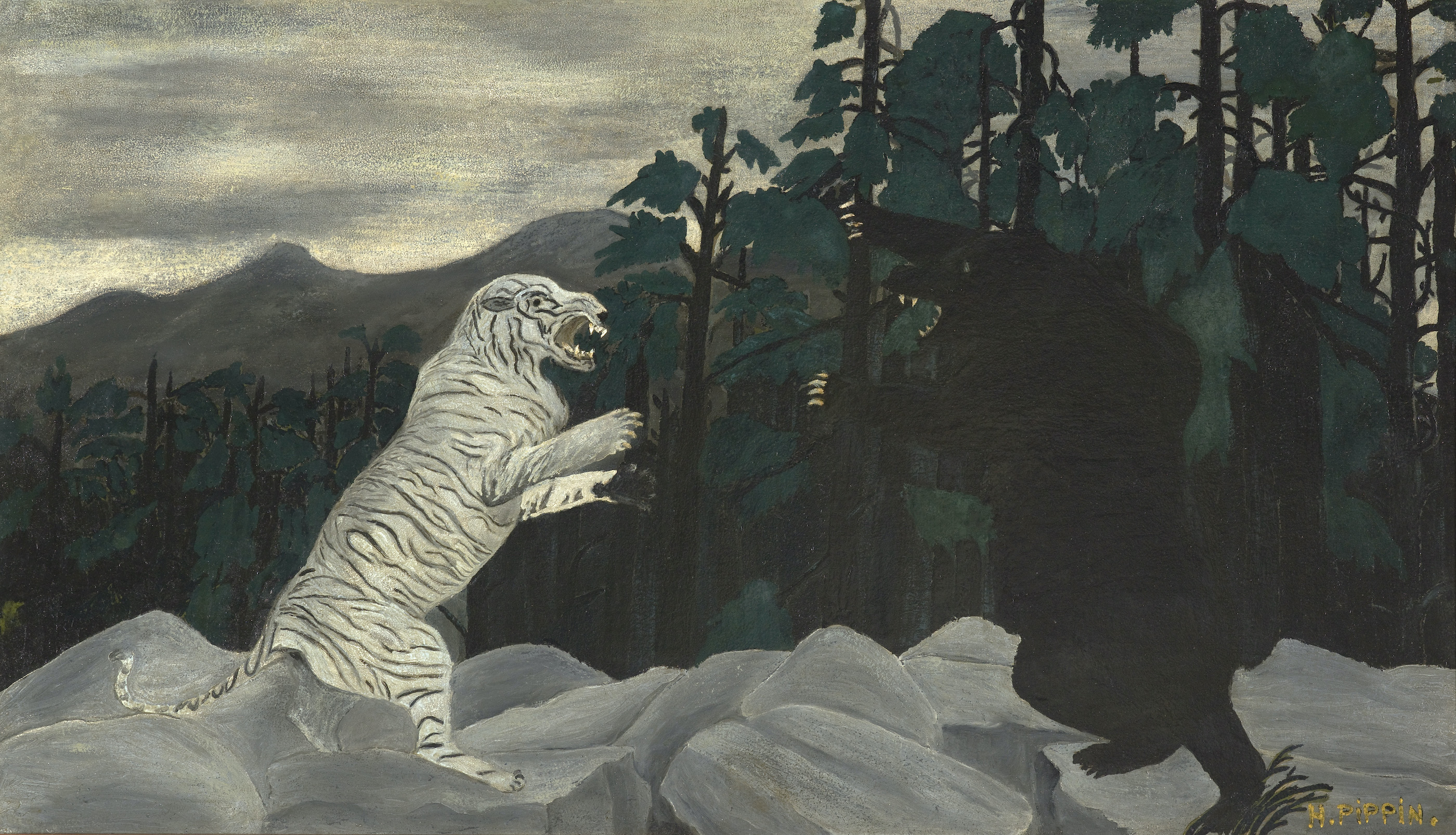 蓝虎 by 霍勒斯 皮平 - 大约1933-1937 - 40.64 x 71.12 cm 印第安纳波利斯艺术博物馆