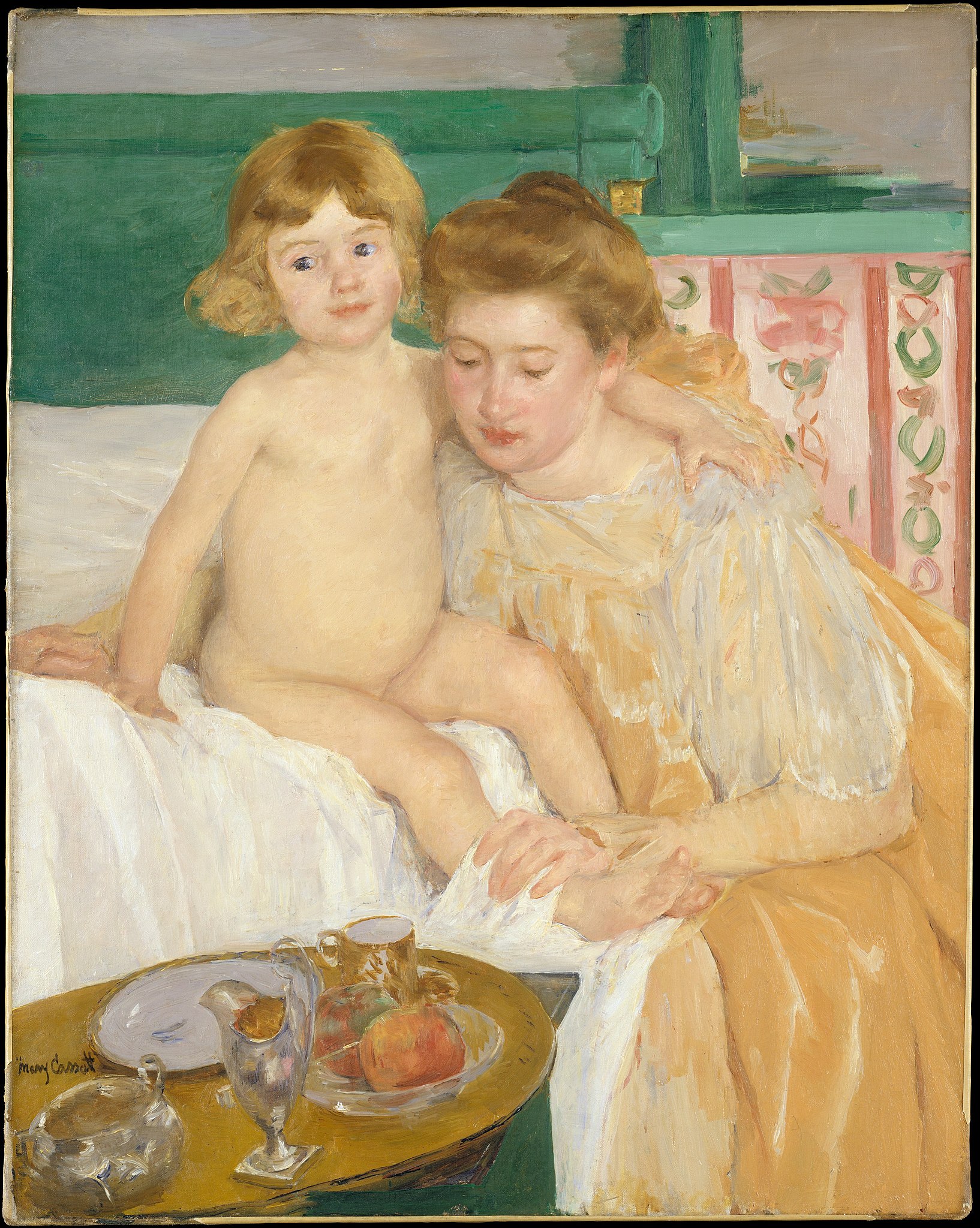 Anne ve Çocuk (Bebek Şekerlemeden Kalkıyor) (orig. "Mother and Child (Baby Getting Up from His Nap)") by Mary Cassatt - 1899 civarı - 92,7 x 73,7 cm 