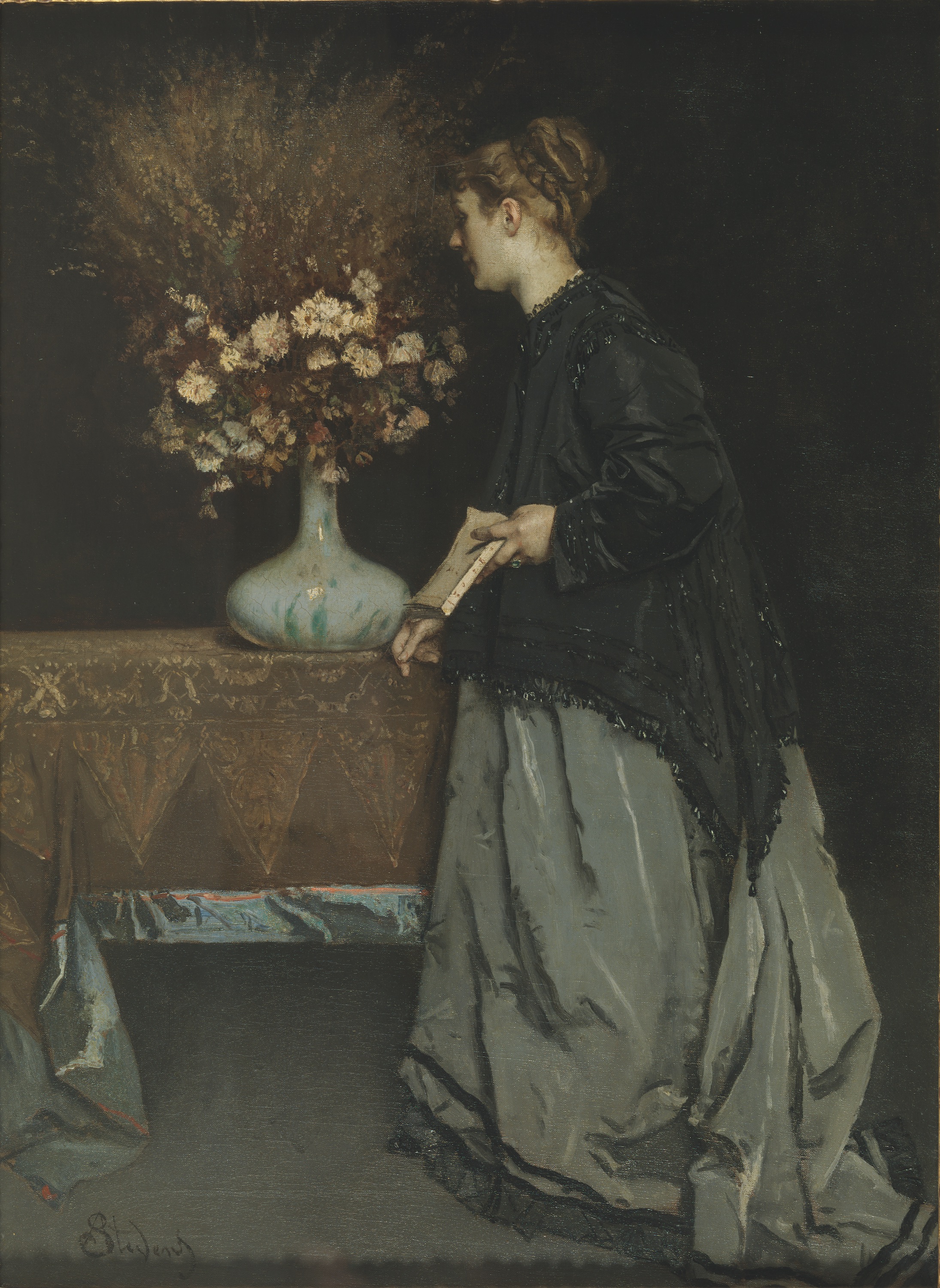 Autumn Flowers by Alfred Stevens - 1867 - 74.5 x 55 cm The Royal Museums of Fine Arts of Belgium