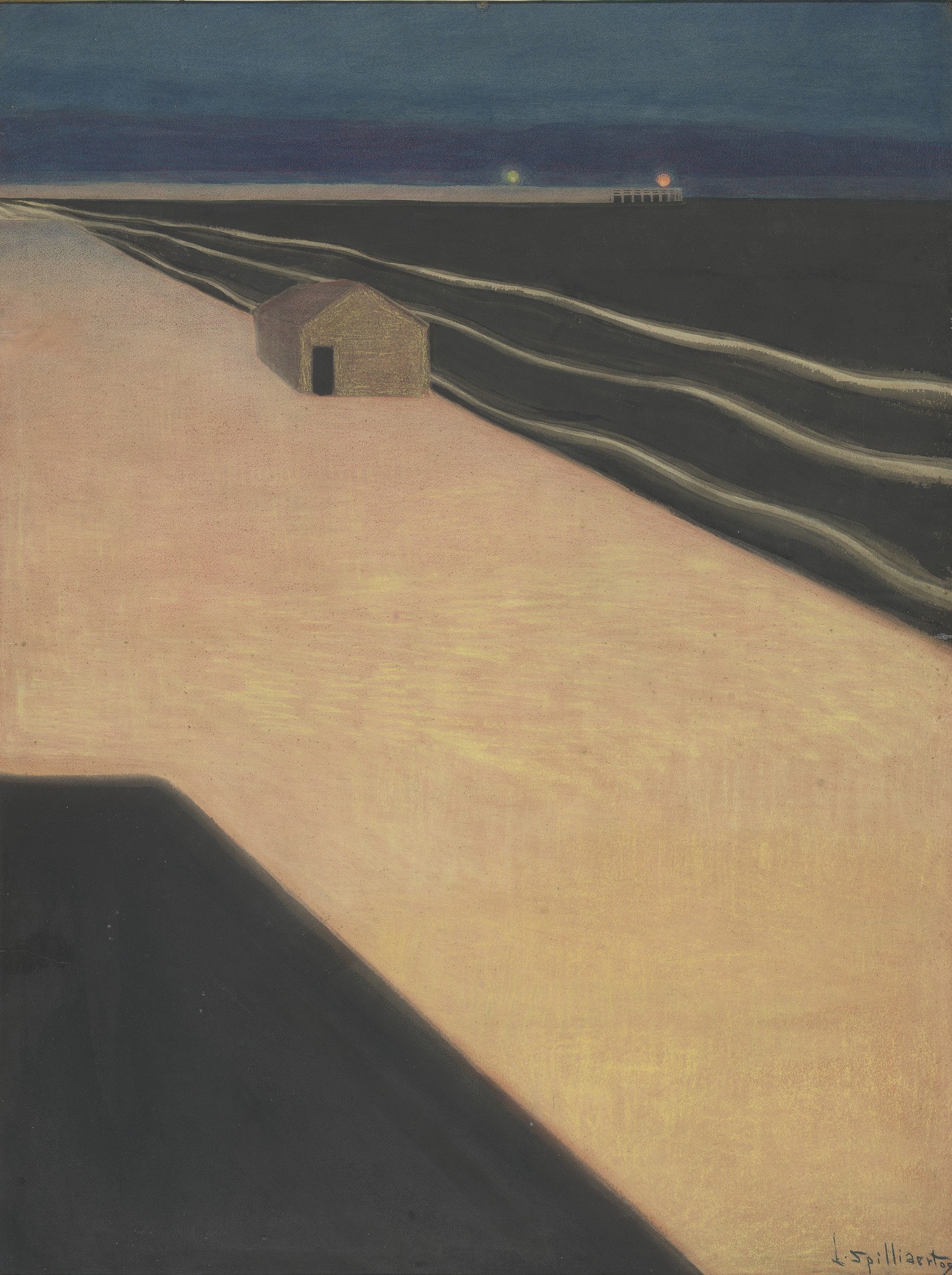Дамба (The Dike) by Léon Spilliaert - 1909 г. - 99,8 х 73,8 см 