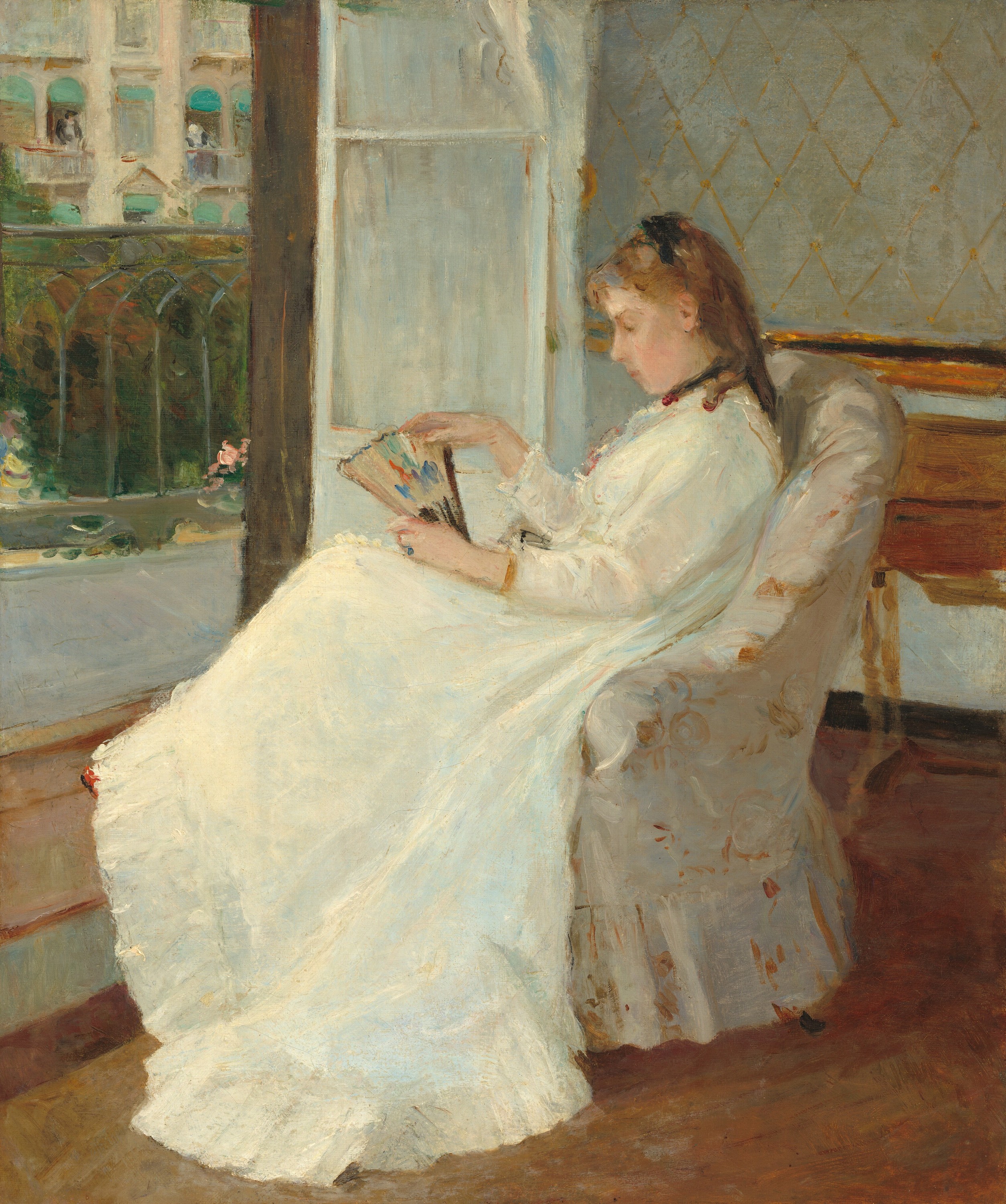 एक खिड़की पर कलाकार की बहन by Berthe Morisot - १८६९ - ५४.८ x ४६.३ सेमी 