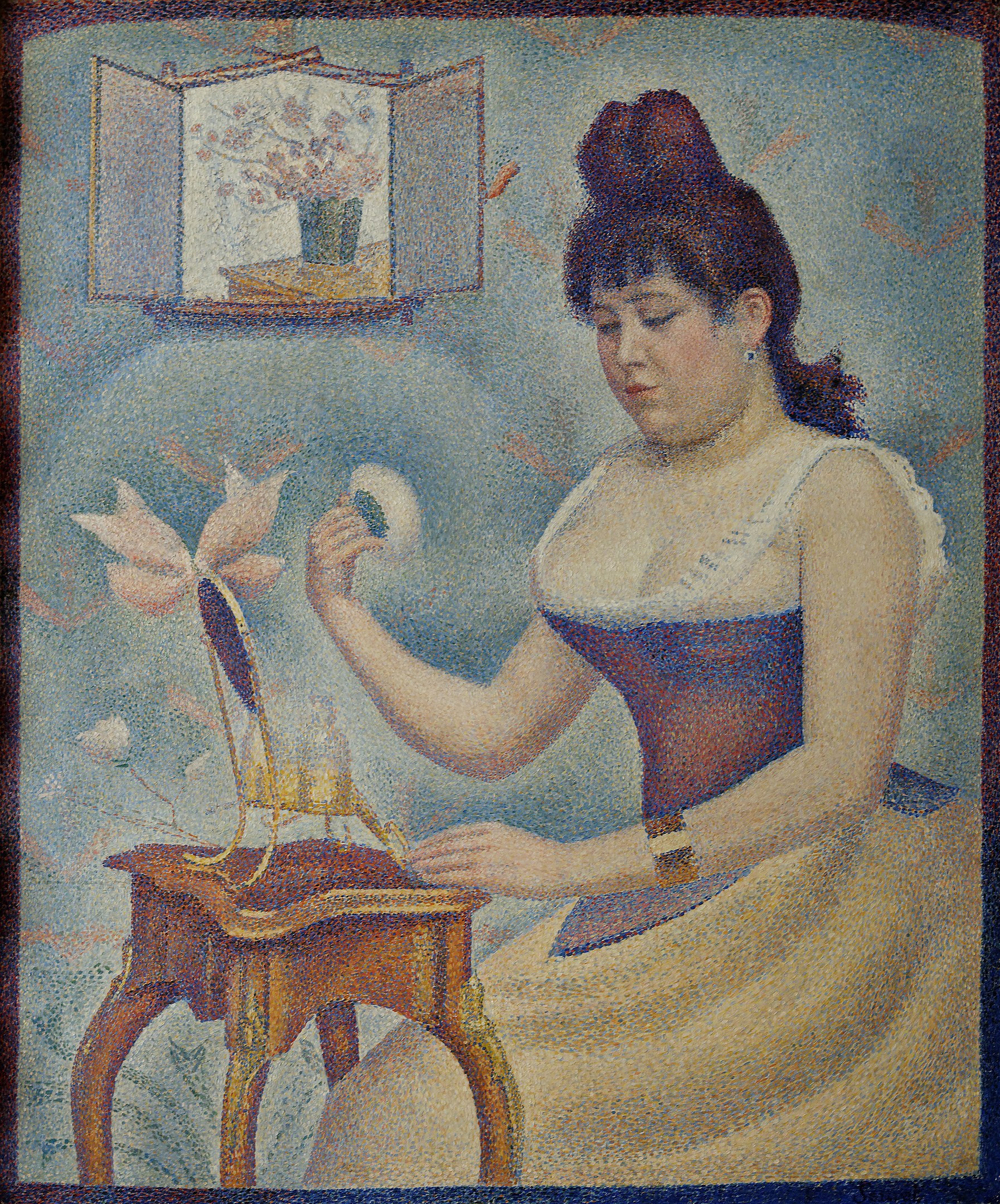 Mujer joven empolvándose by Georges Seurat - 1889 - 1890 - 95,5 x 79,5 cm The Courtauld Gallery