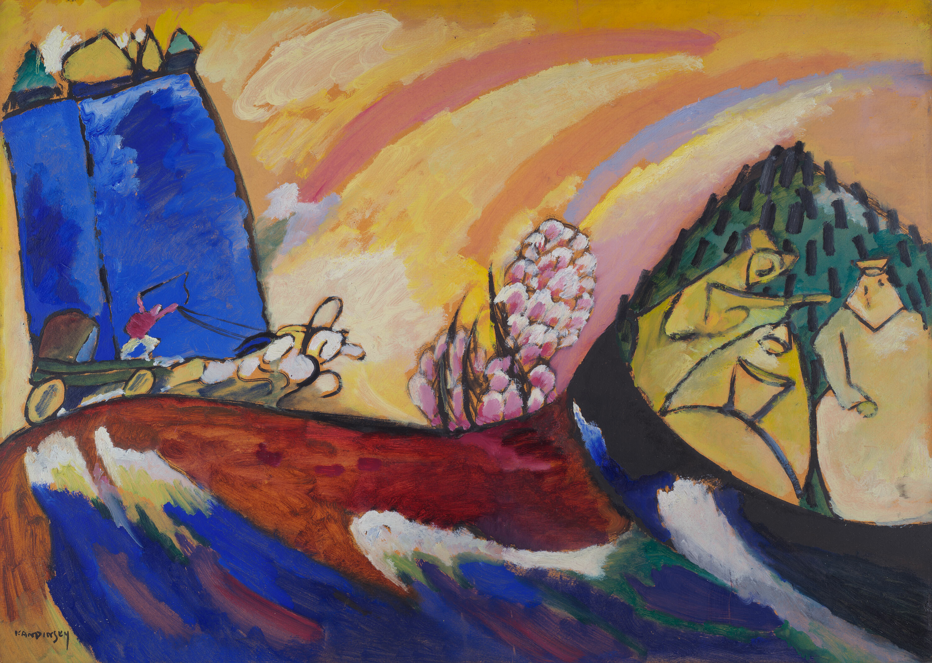 Картина з трійкою by Wassily Kandinsky - 1911 - 69.7 × 97.3 см 