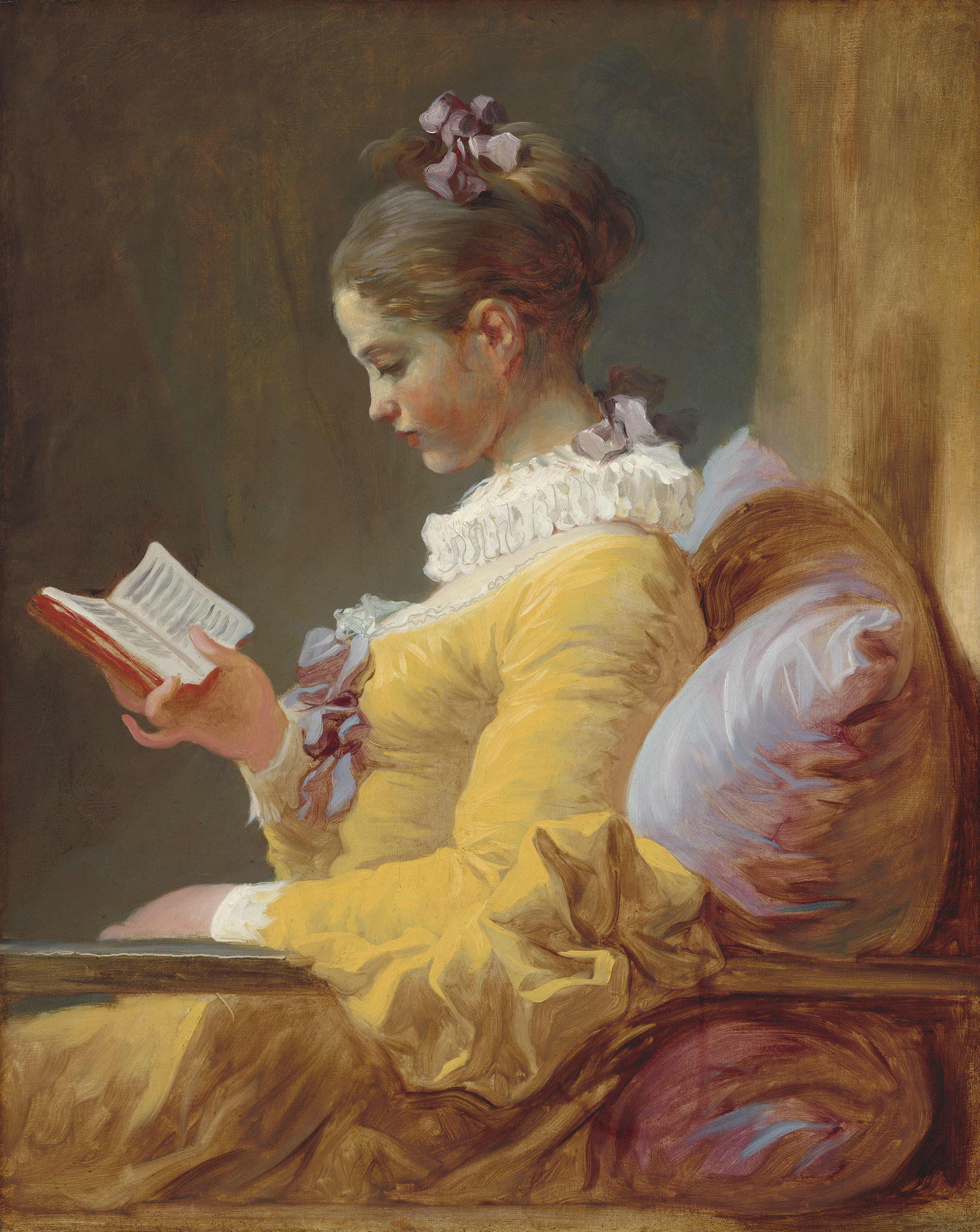 Читающая девушка by Jean-Honoré Fragonard - ок. 1770 - 81.1 x 64.8 cm 