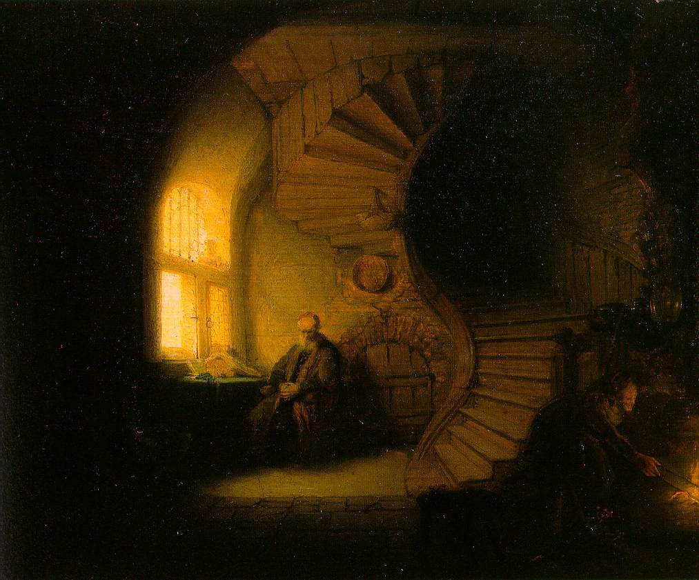 Philosopher in Meditation  by Rembrandt van Rijn - 1632 - 28 x 34 cm Musée du Louvre