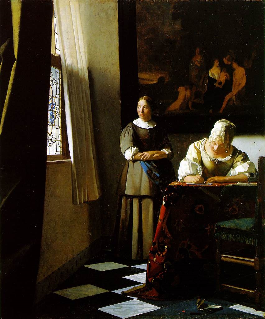 Mujer escribiendo una carta by Johannes Vermeer - c. 1670-72 Galería Nacional de Irlanda