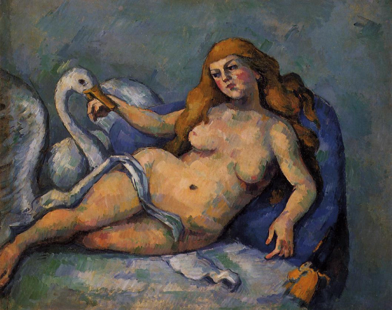 麗妲與天鵝 by Paul Cézanne - 約1882 - 59.7 x 74.9 公分 