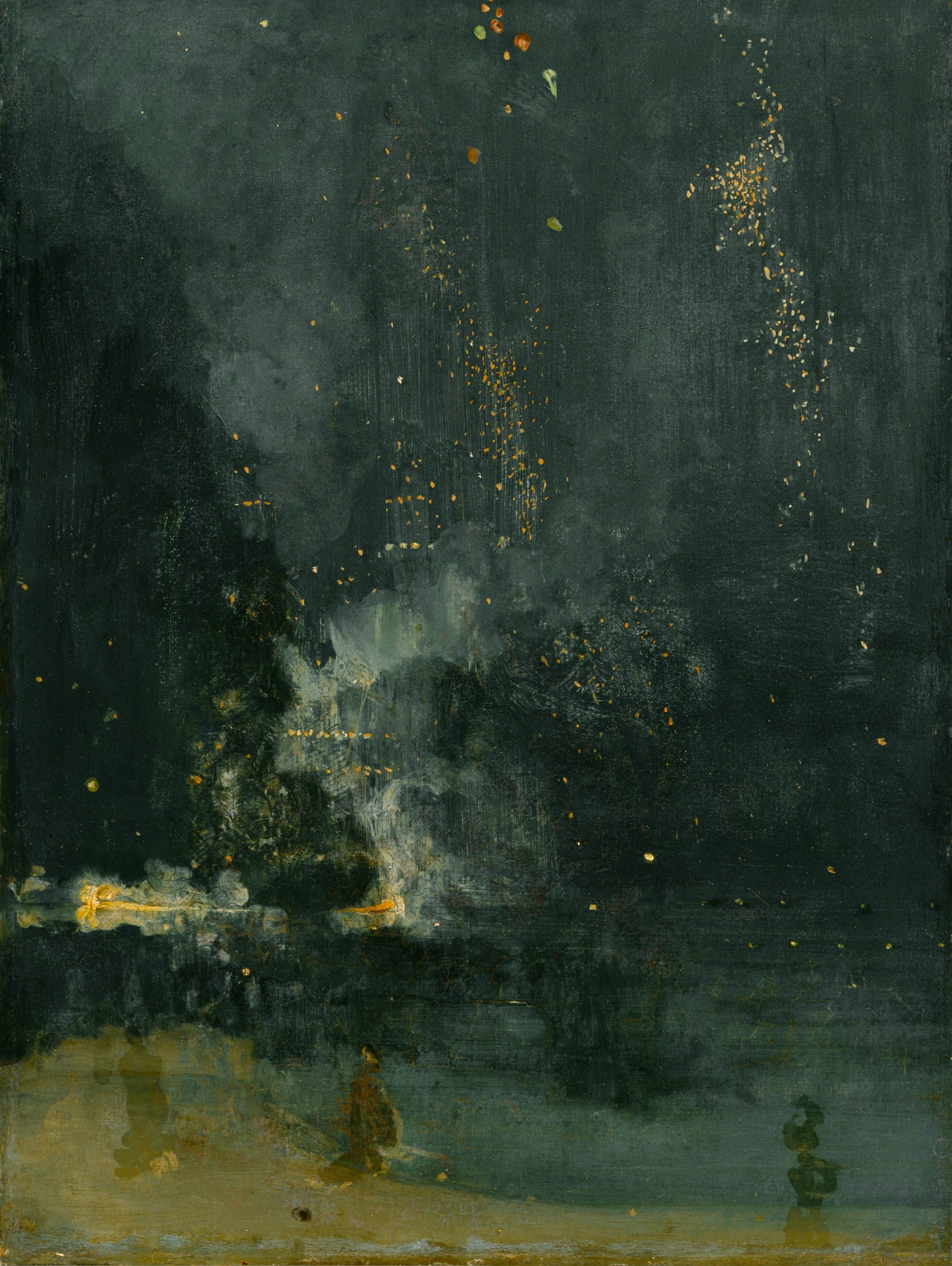 黑色与金色的夜曲 by 詹姆斯· 艾博特·麦克尼尔·惠斯勒 - circa 1872–77 - 60.3 × 46.6 cm 底特律美术馆