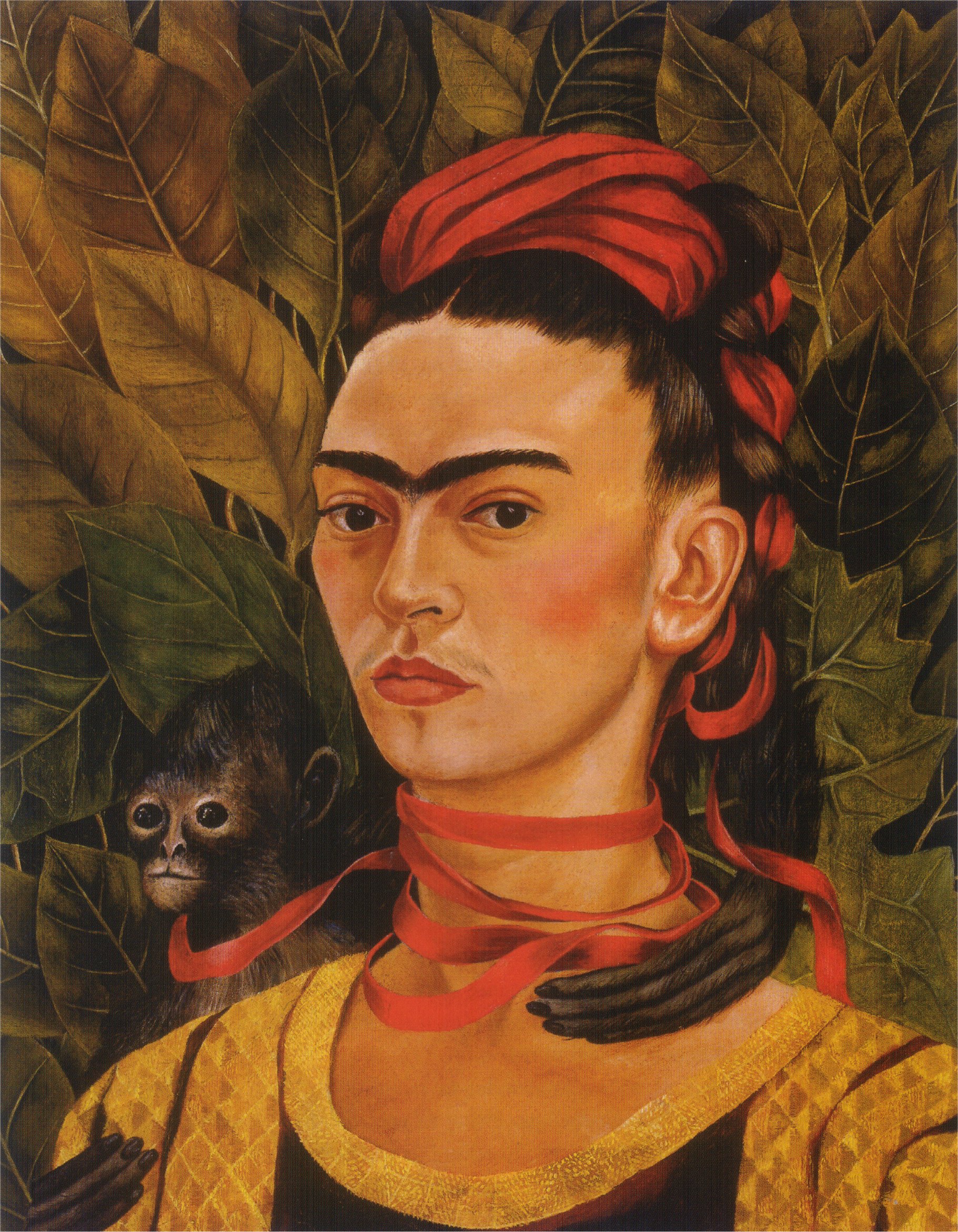 Self-portrait with Monkey by Frida Kahlo - 1938 - 40 x 30 cm Albright-Knox Art Gallery