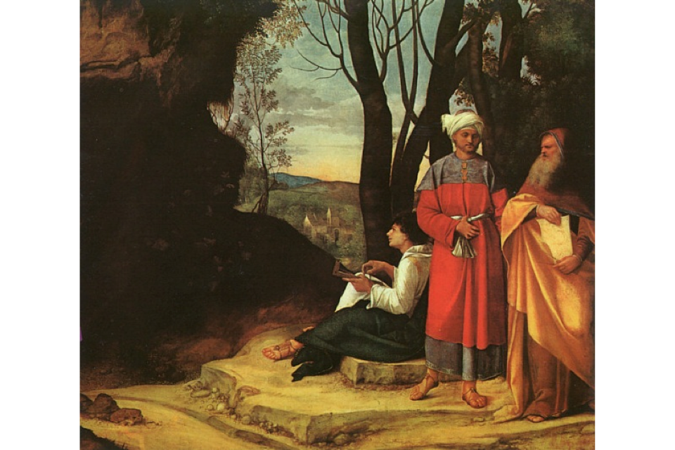 De drie filosofen by Giorgio Barbarelli da Castelfranco - c. 1509 - 123 x 144 cm Kunsthistorisches Museum