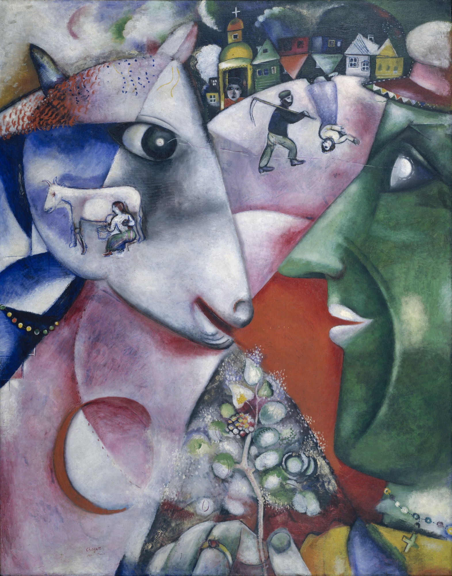 Ja i wieś by Marc Chagall - 1911 - 191 x 150.5 cm 