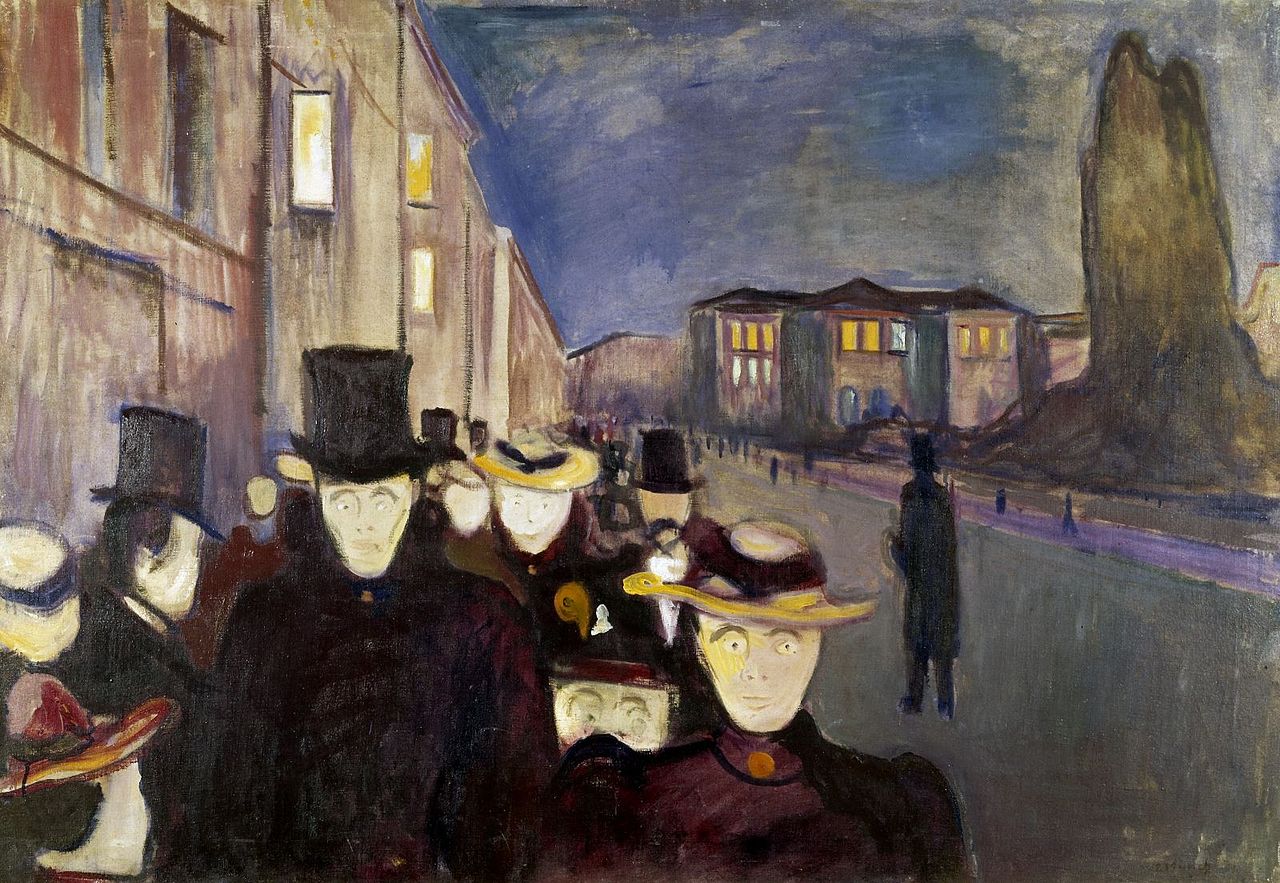 Anoitecer na Rua Karl Johan by Edvard Munch - 1892 - 84.5 x 121 cm 