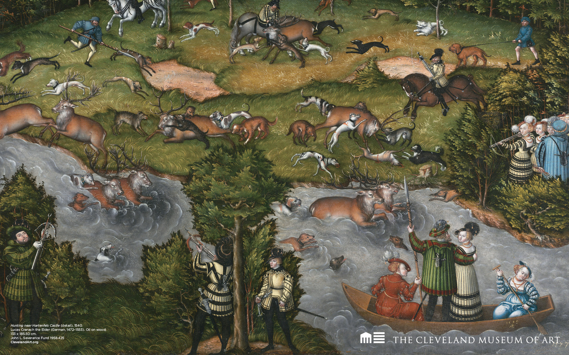 Оленья охота близ замка Хартенфельс by Лукас Кранах Старший - 1540 - 153 x 185 cm 