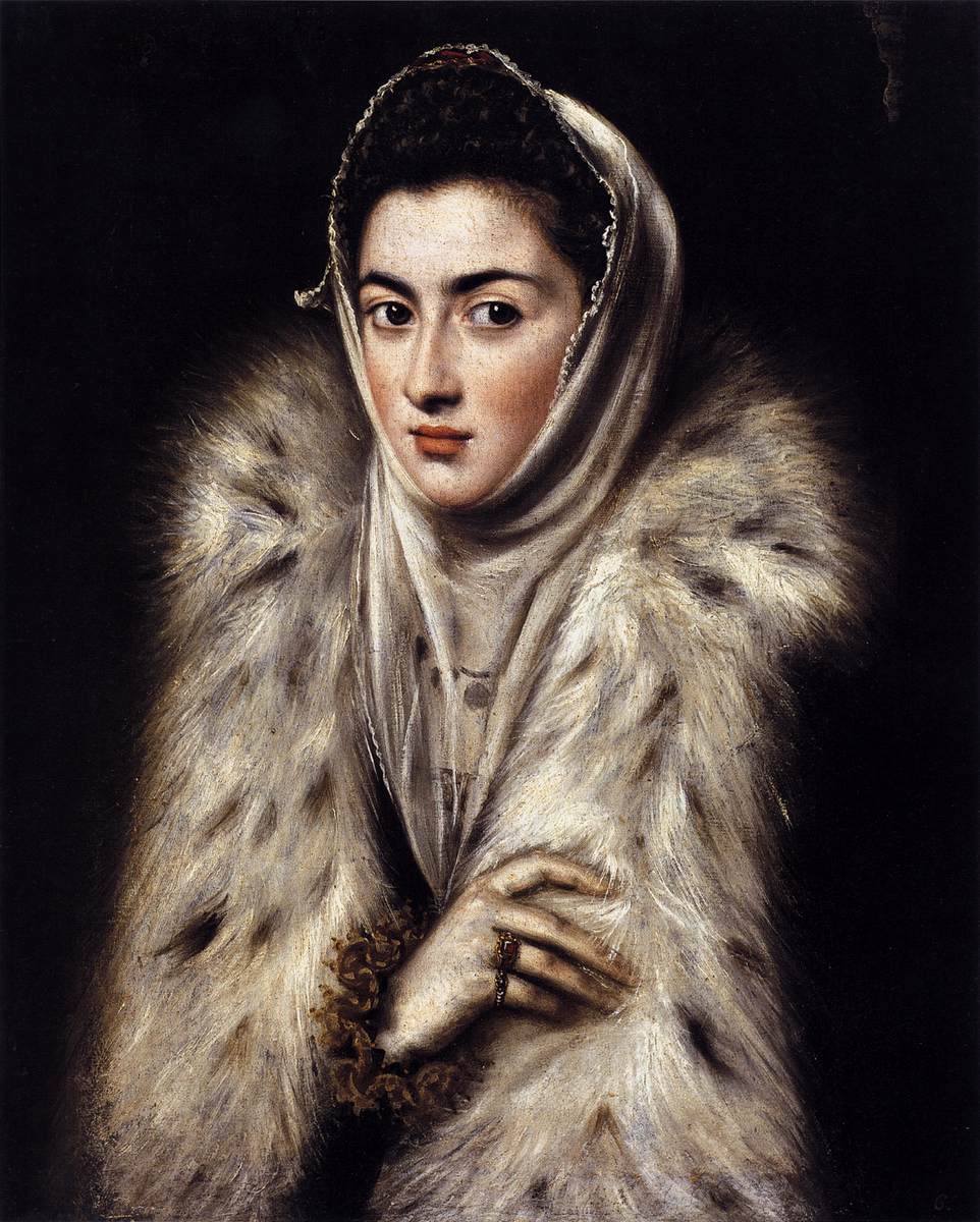 Dame in bontjas by El Greco - tussen 1577 en 1580 - 62 x 59 cm 