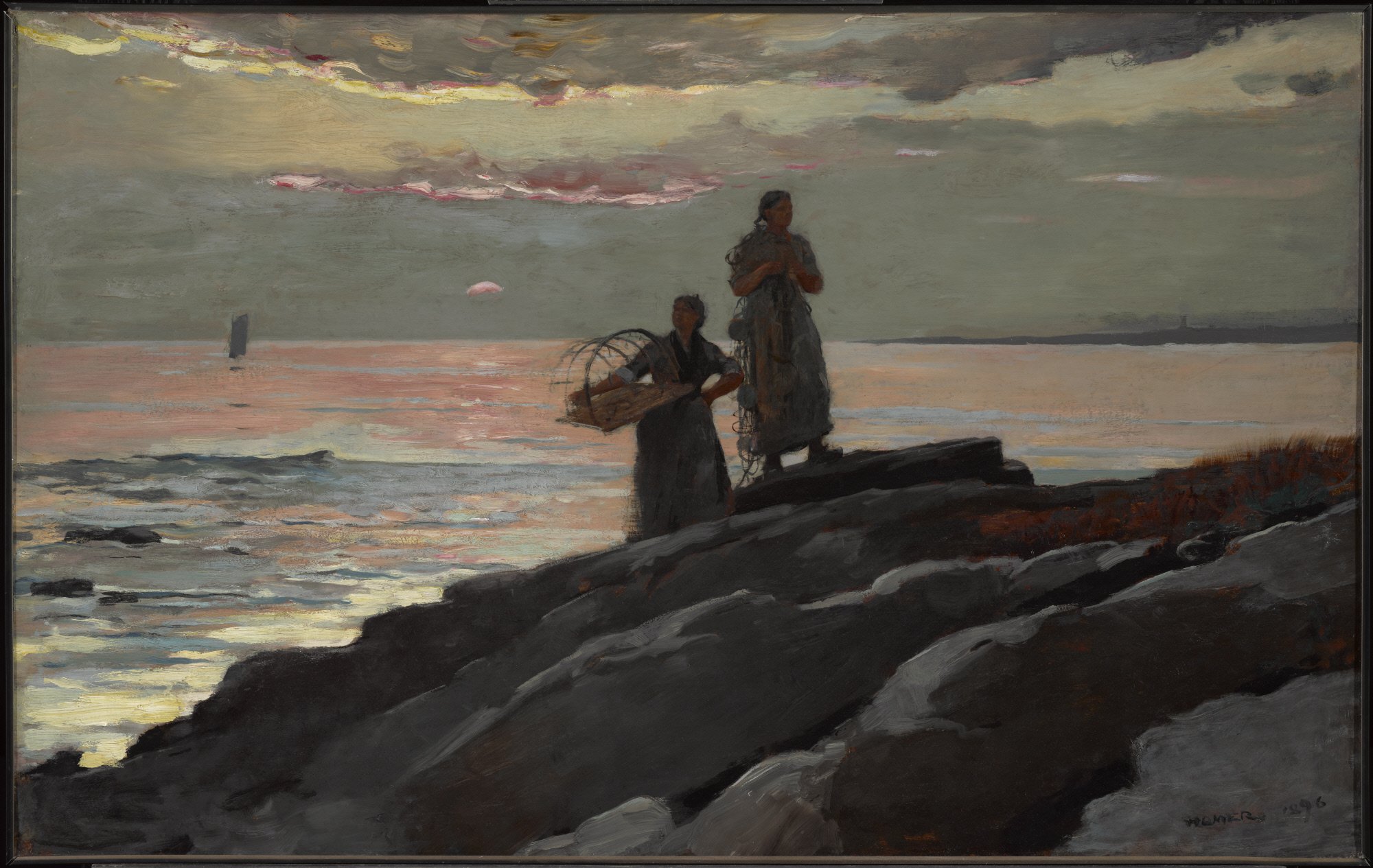 日落，萨科湾 by Winslow Homer - 1896 - 60.5 x 96.4 cm 