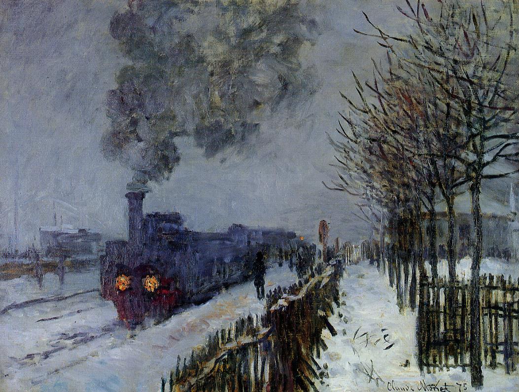 Tren în zăpadă  by Claude Monet - 1875 - 23.2 × 30.7 in 