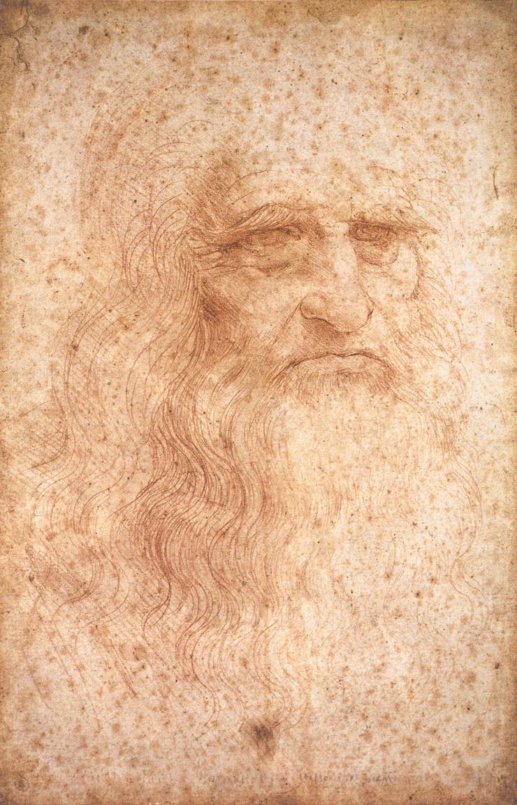 Self-portrait by Leonardo da Vinci - c. 1512 - 33.3 cm 21.3 cm Biblioteca Reale di Torino