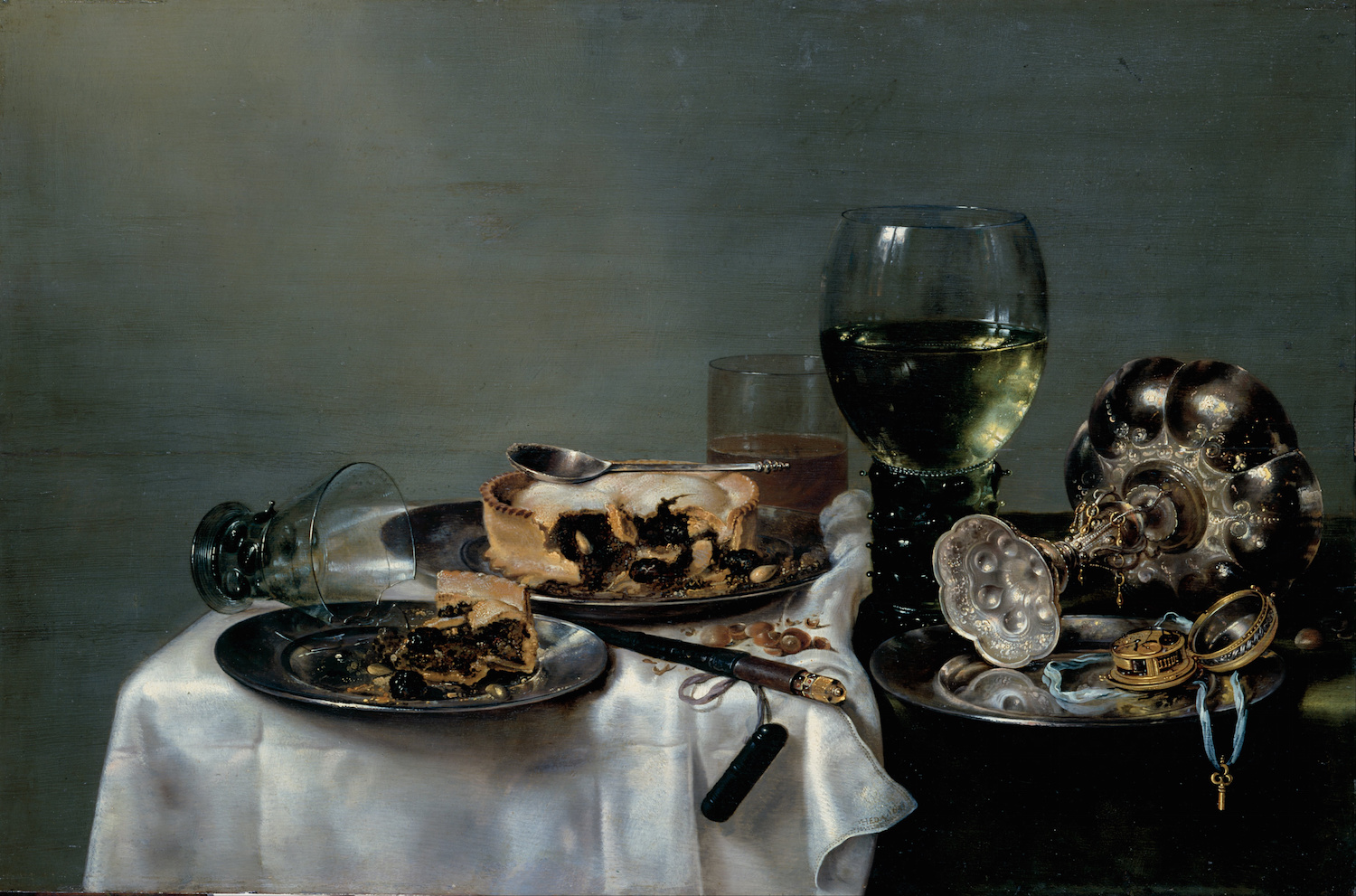 有黑莓派的早餐桌 by 威廉 克莱松·赫达 - 1631 - 82 x 54 cm 德累斯顿国家艺术收藏馆
