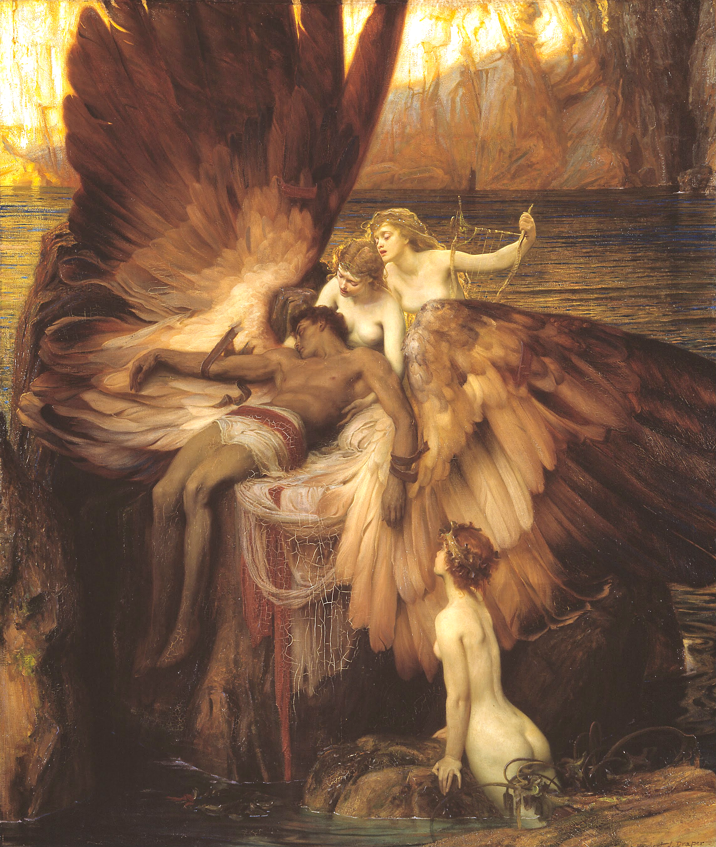 Il pianto per Icaro by Herbert James Draper - 1898 - 182 x 155 cm 
