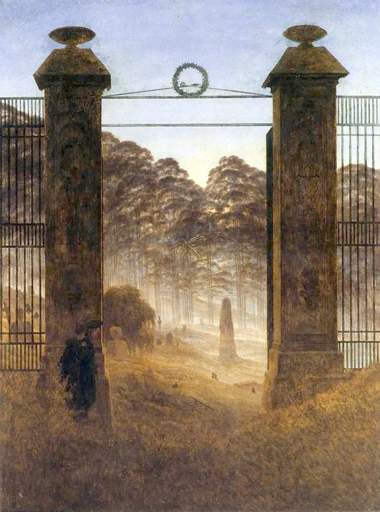 The Cemetery Entrance by Caspar David Friedrich - 1825 - 143 × 110 cm Staatliche Kunstsammlungen Dresden