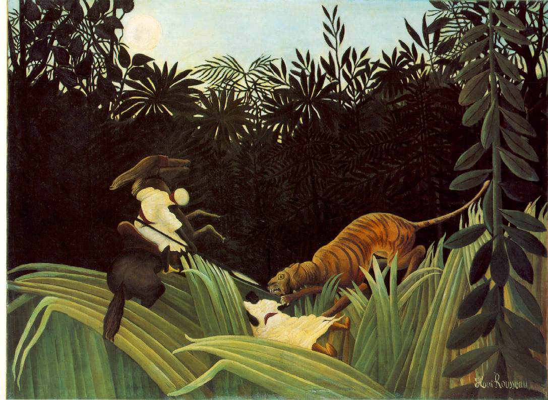 Scout Attacked by a Tiger by Henri Rousseau - 1904 - 120.5 x 162 cm The Barnes Foundation