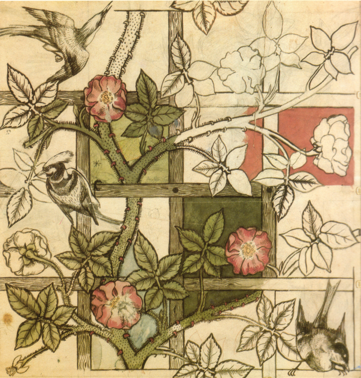 "花架"壁纸设计 by 威廉 莫里斯 - 1862 - 63 x 80 cm 