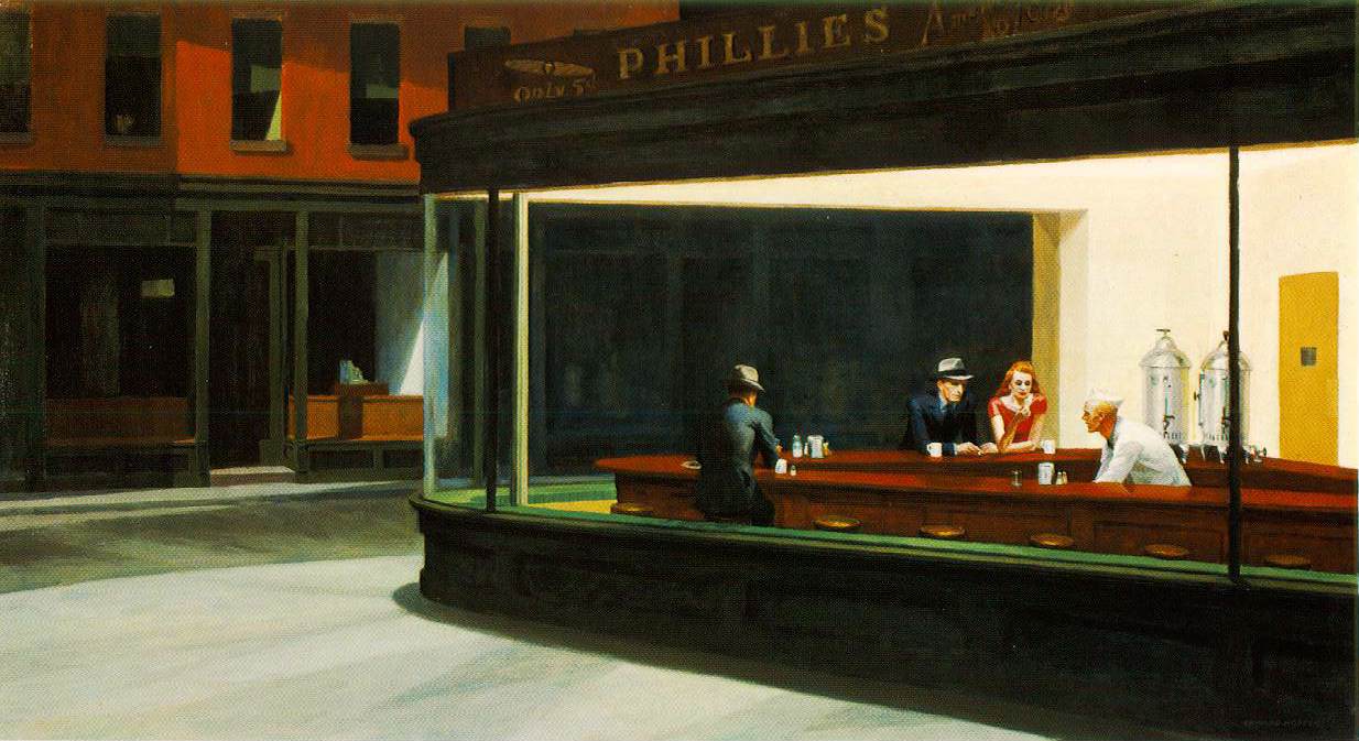 Nighthawks by Edward Hopper - 1942 Instituto de Arte de Chicago