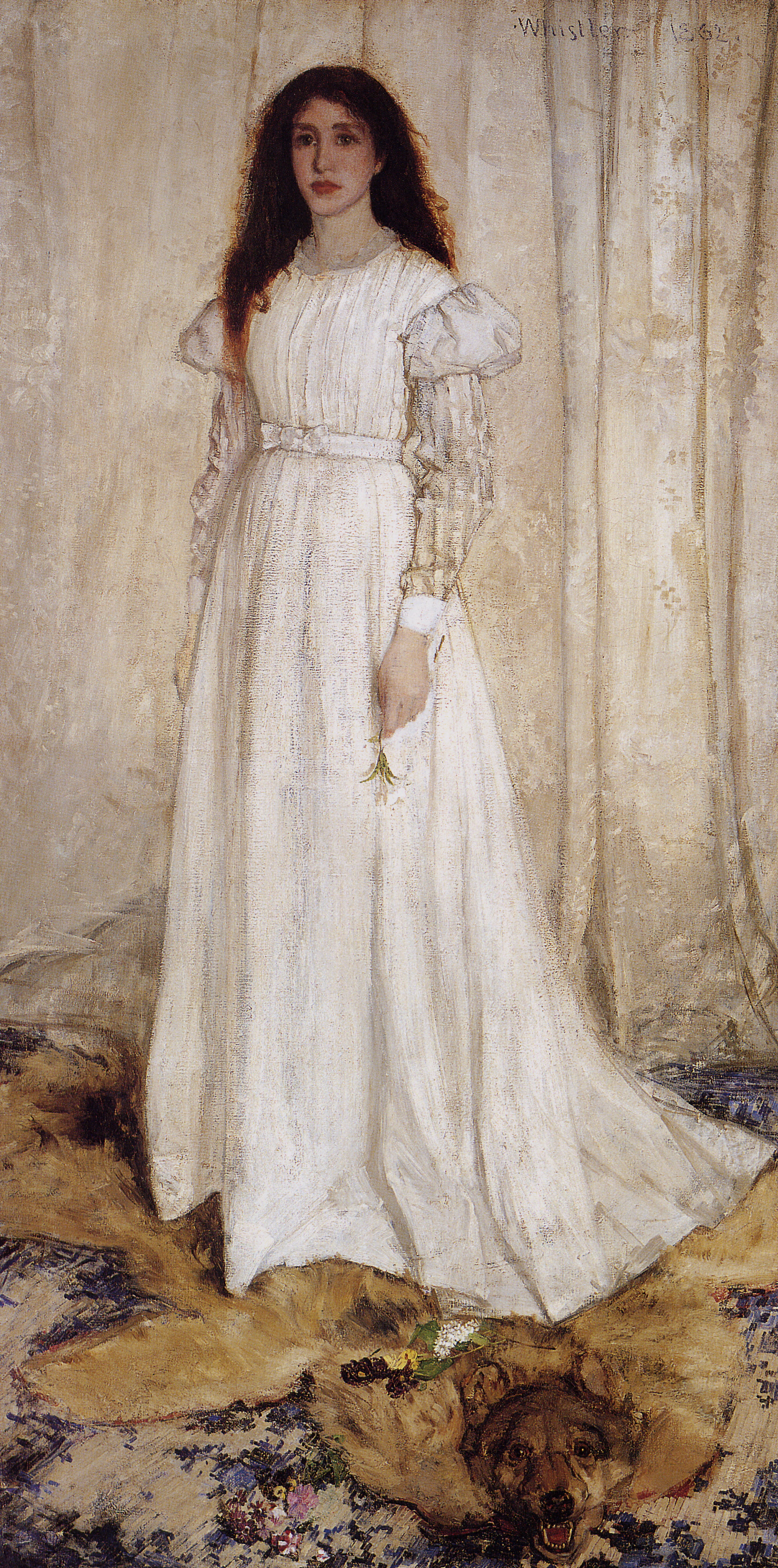 Sinfonia in bianco, No. 1: La ragazza bianca by James Abbott McNeill Whistler - 1861-1862 - 215 × 108 cm 