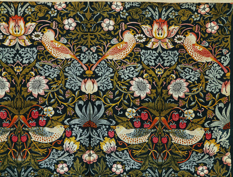 O Ladrão de morangos (Padrão de flores e pássaros) by William Morris - 1884 