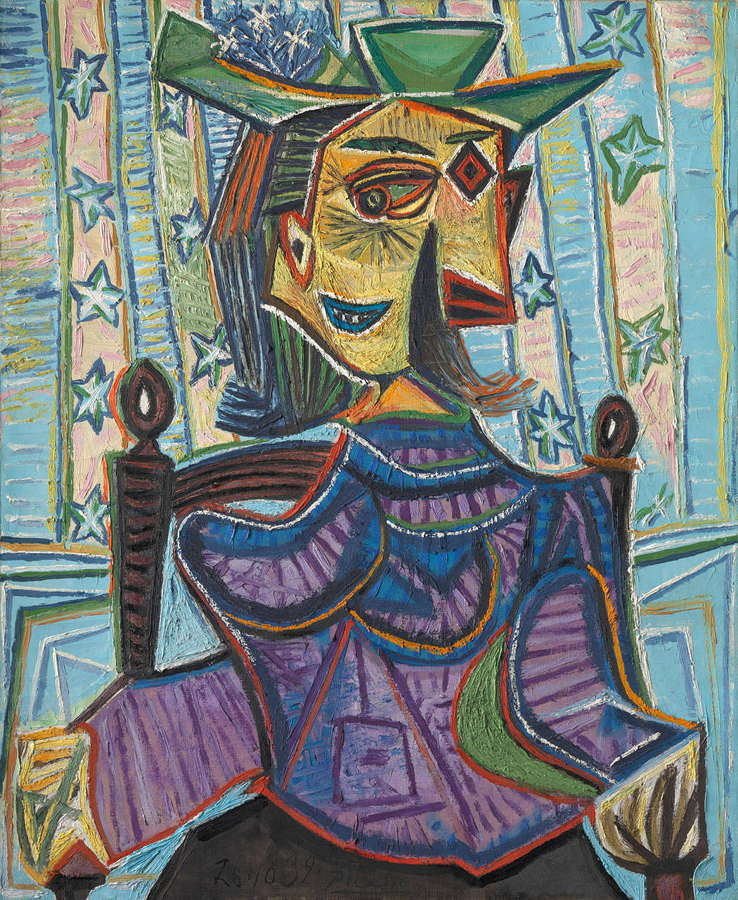 坐在椅子上的朵拉·玛尔 by 巴勃罗 毕加索 - 1939 - 73.3 x 60.3 cm 