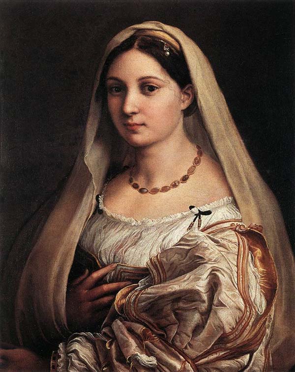 De vrouw met de sluier by Raphael Santi - c. 1516 - 82 x 61 cm 