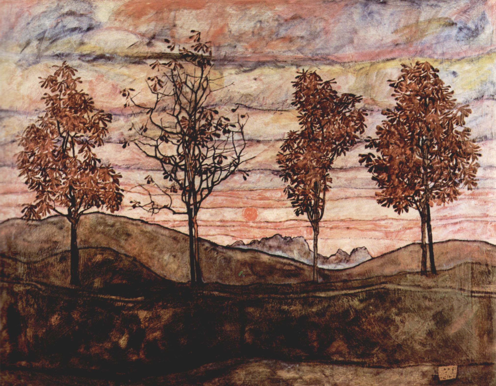 Four Trees by Egon Schiele - 1917 - 110.5 x 141 cm Österreichische Galerie Belvedere