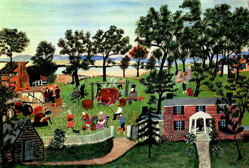 Confection d’Apple Butter  by Grandma Moses - 1947 - 30.5 x 40.3 cm collection privée