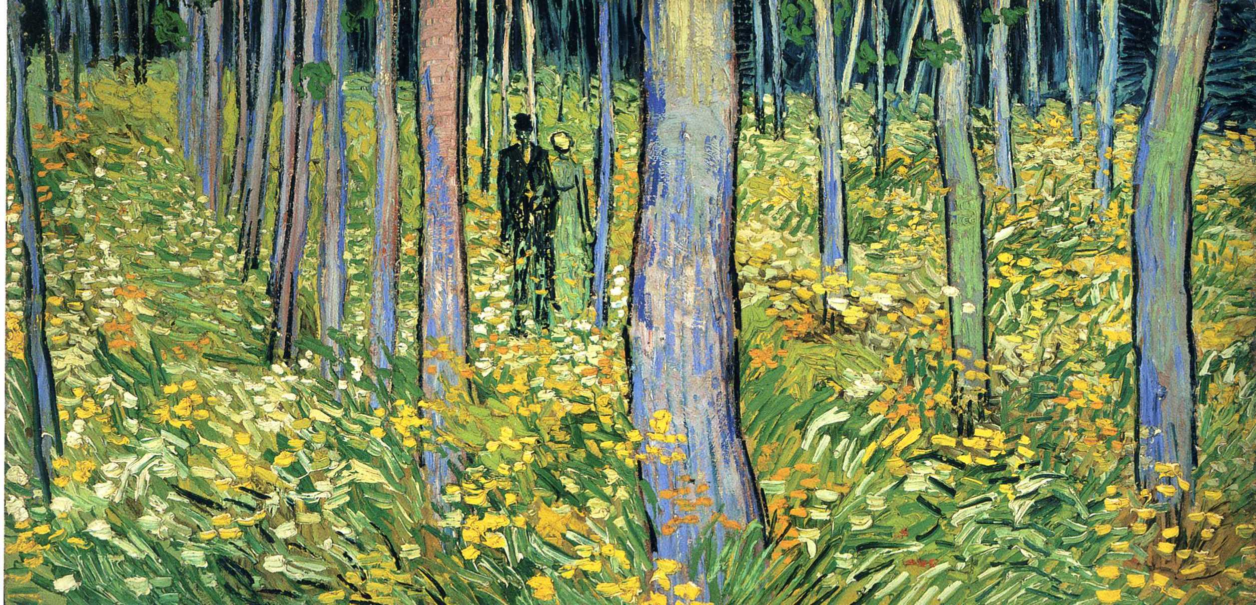 Poszycie leśne i dwie postacie by Vincent van Gogh - 1890 - 49,5 x 99,7 cm 