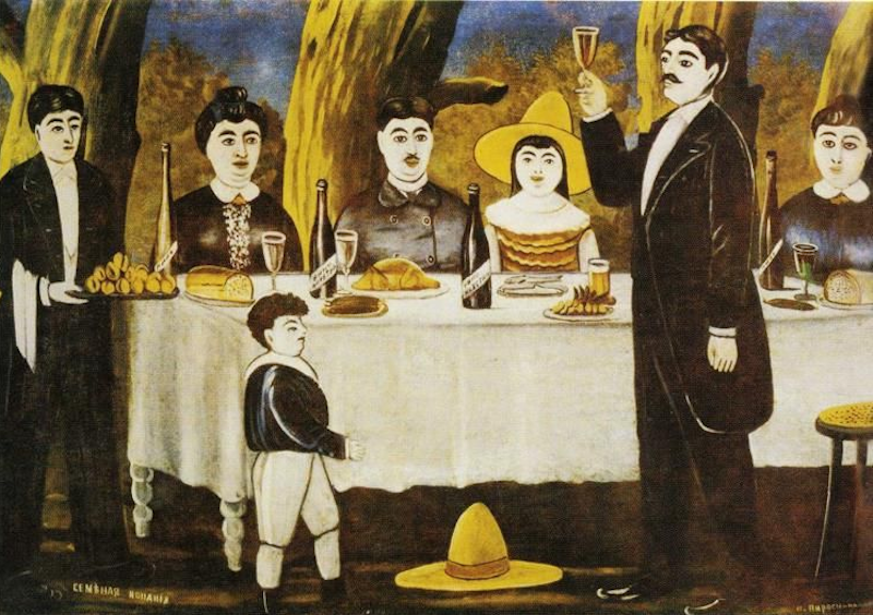 Ospăț în familie by Niko Pirosmani - 1907 - 115 x 180 cm 