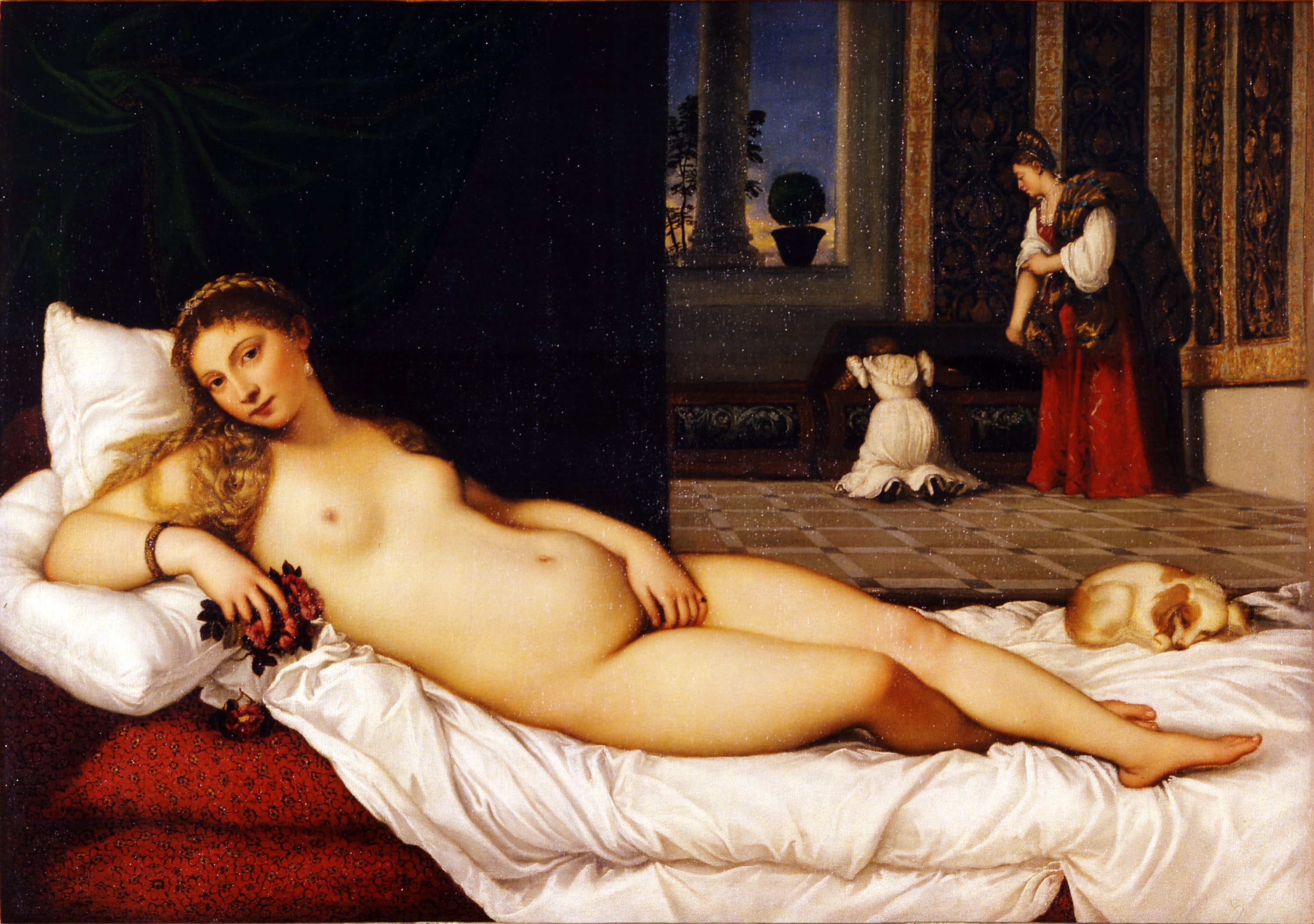 Venus von Urbino by  Tizian - 1538 - 119,20 x 165,50 cm Galleria degli Uffizi (Die Uffizien)