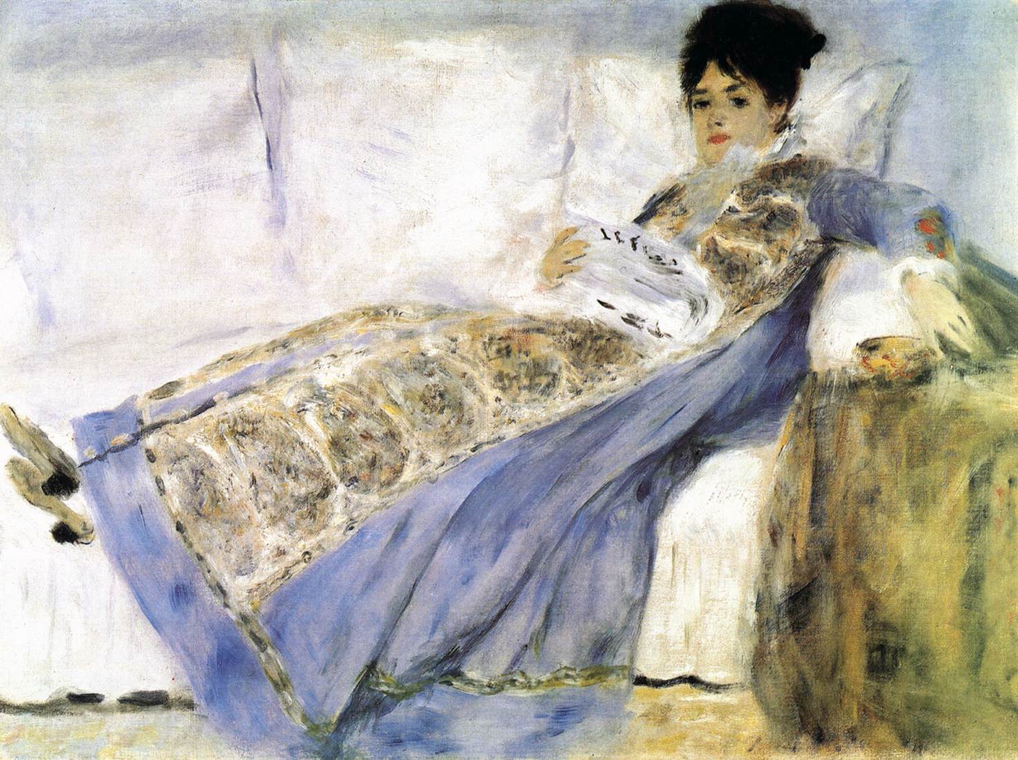Madame Monet Reading "Le Figaro"  by Pierre-Auguste Renoir - 1872 - 54 x 72 cm Museu Calouste Gulbenkian