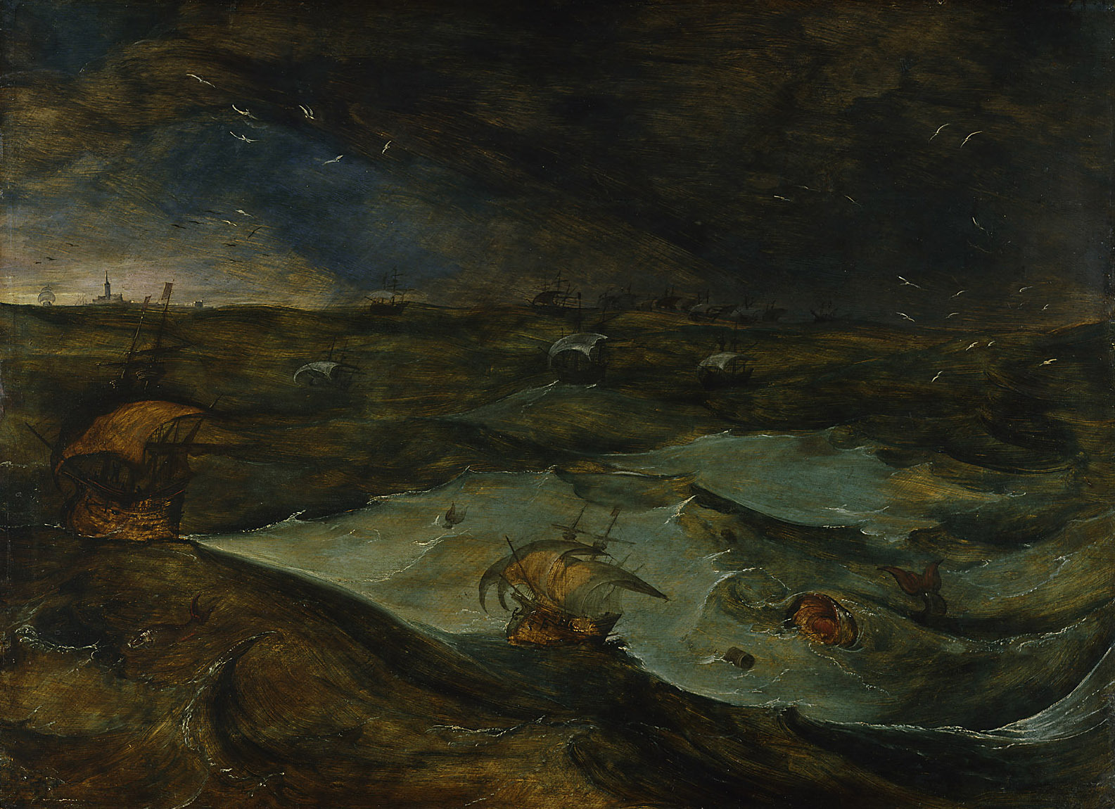 海上风暴 by 乔斯 德·莫珀 - 约1569 - 70.3 × 97 cm 艺术史博物馆