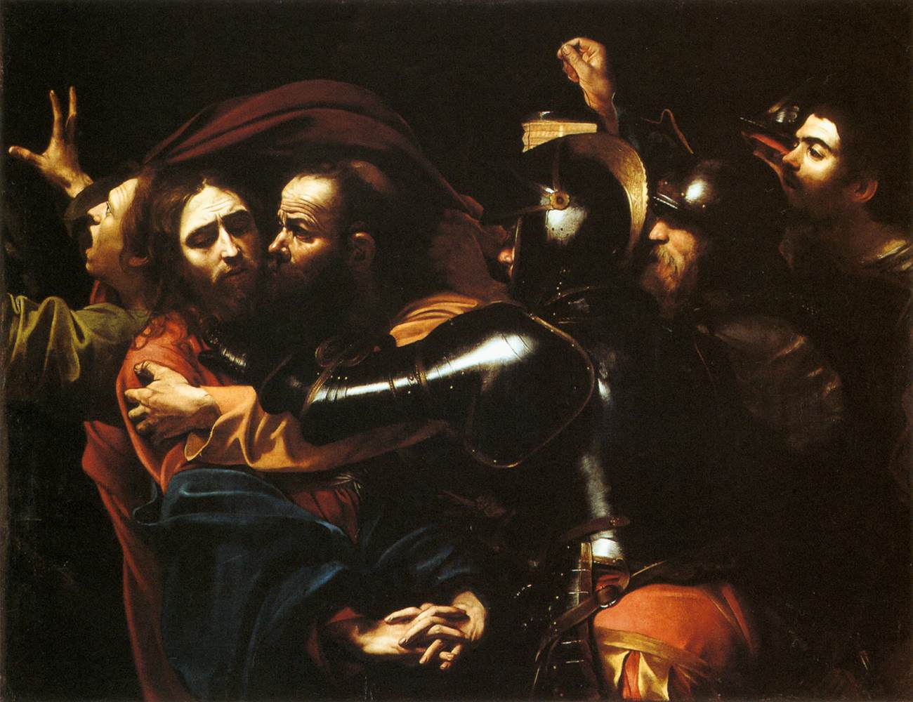 A Captura de Cristo by  Caravaggio - 1602 - 133.5 cm × 169.5 cm 