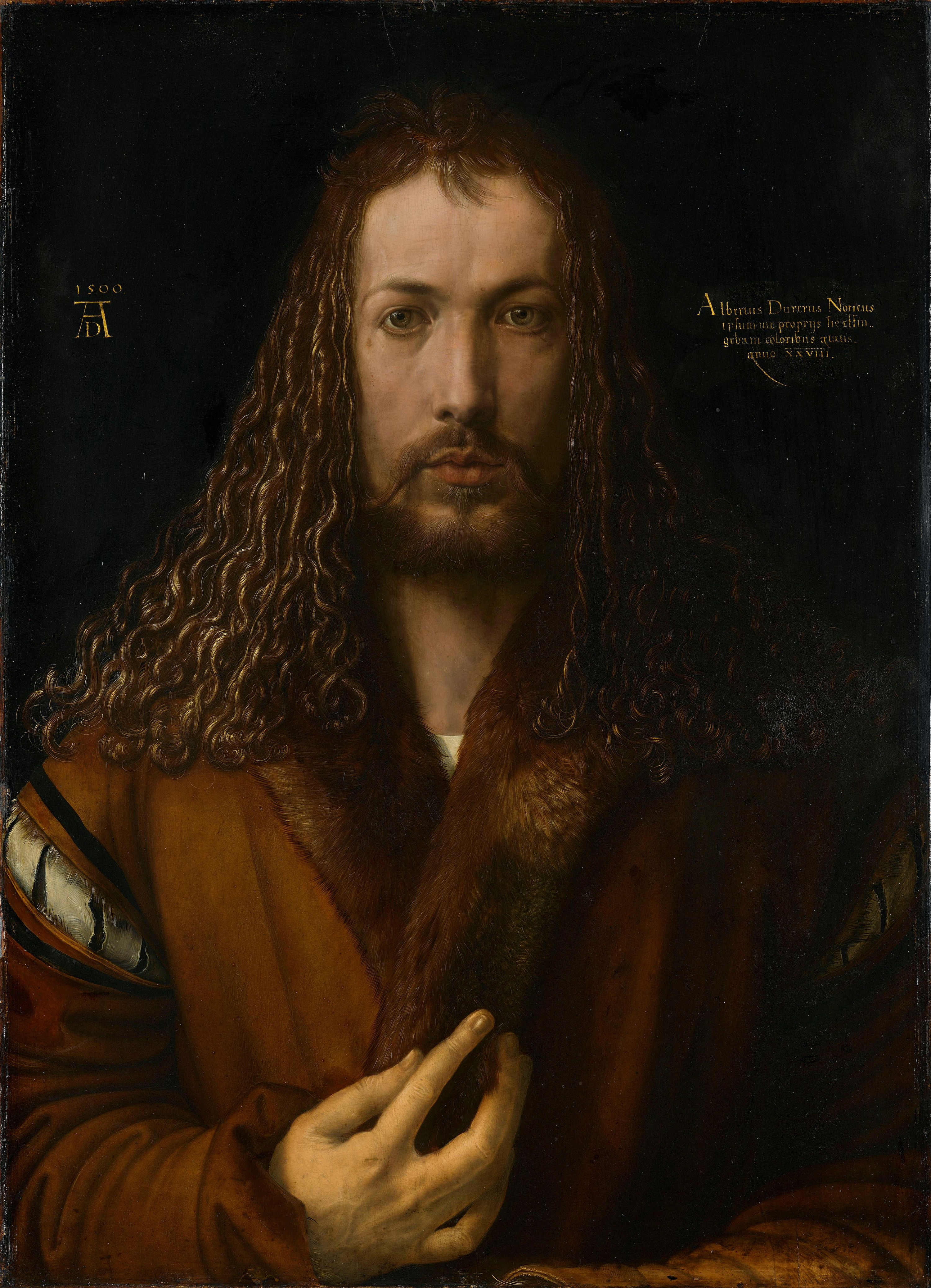 Self-portrait in a Fur-Collared Robe by Albrecht Dürer - 1500 -  67.1 x 48.7 cm Alte Pinakothek