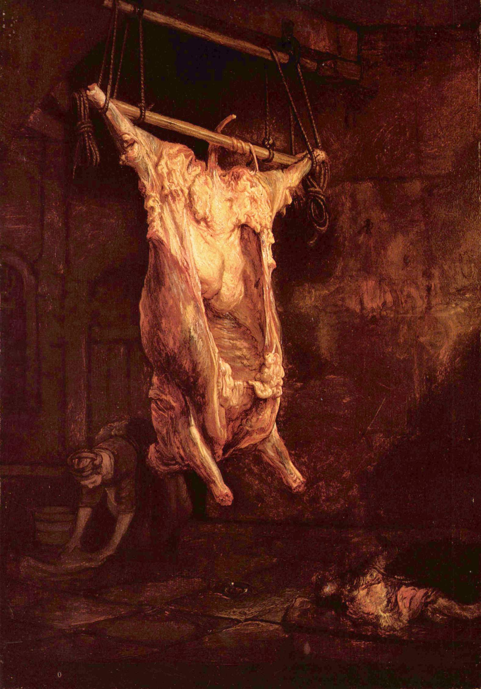 The Carcase of an Ox by Rembrandt van Rijn - c.1640–1645 - 73.3 x 51.7 cm Kelvingrove Art Gallery and Museum